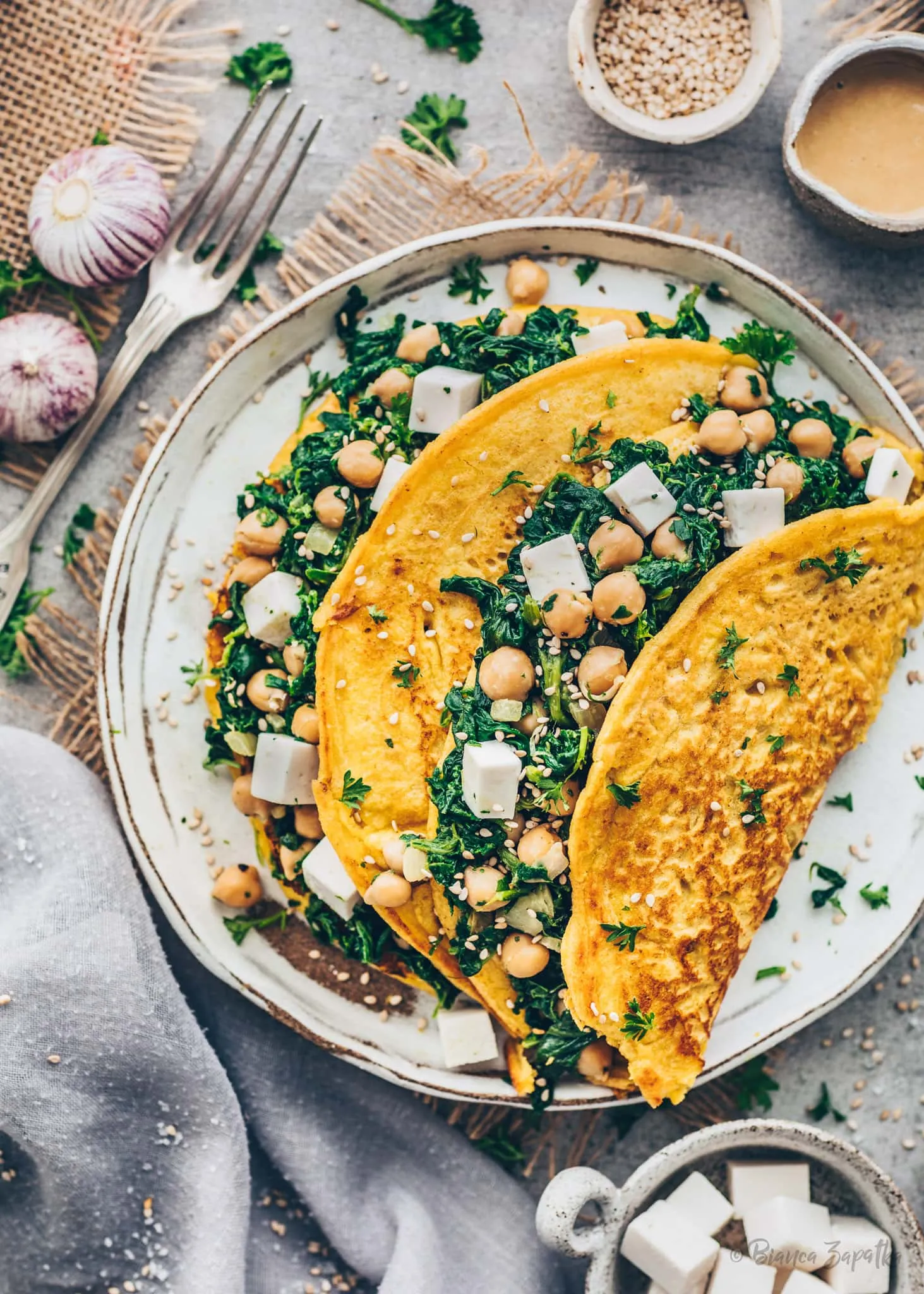 Spinach Feta Chickpea Pancakes