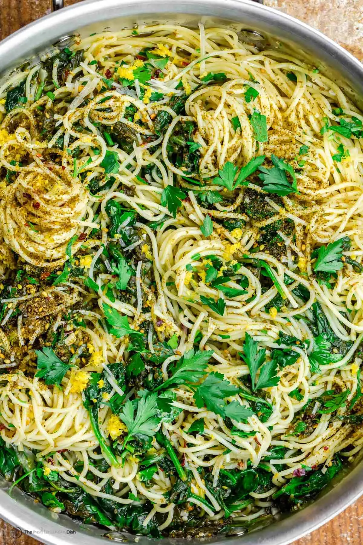 Spinach Pasta with Zaatar, Lemon, and Parsley