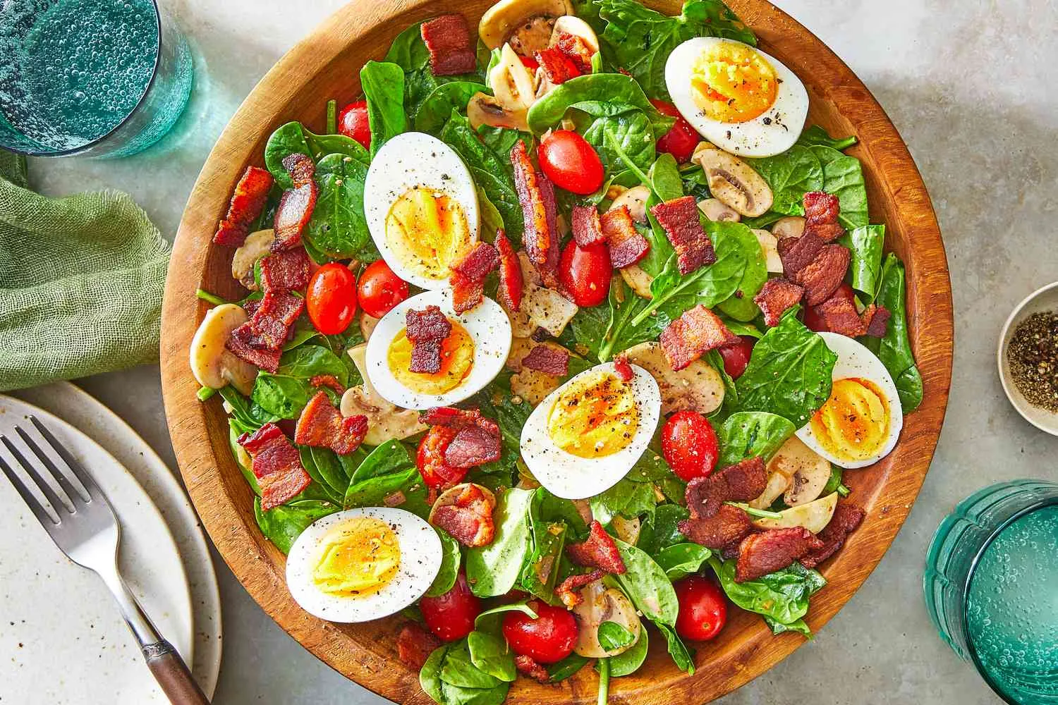 Spinach Salad with Warm Bacon Vinaigrette