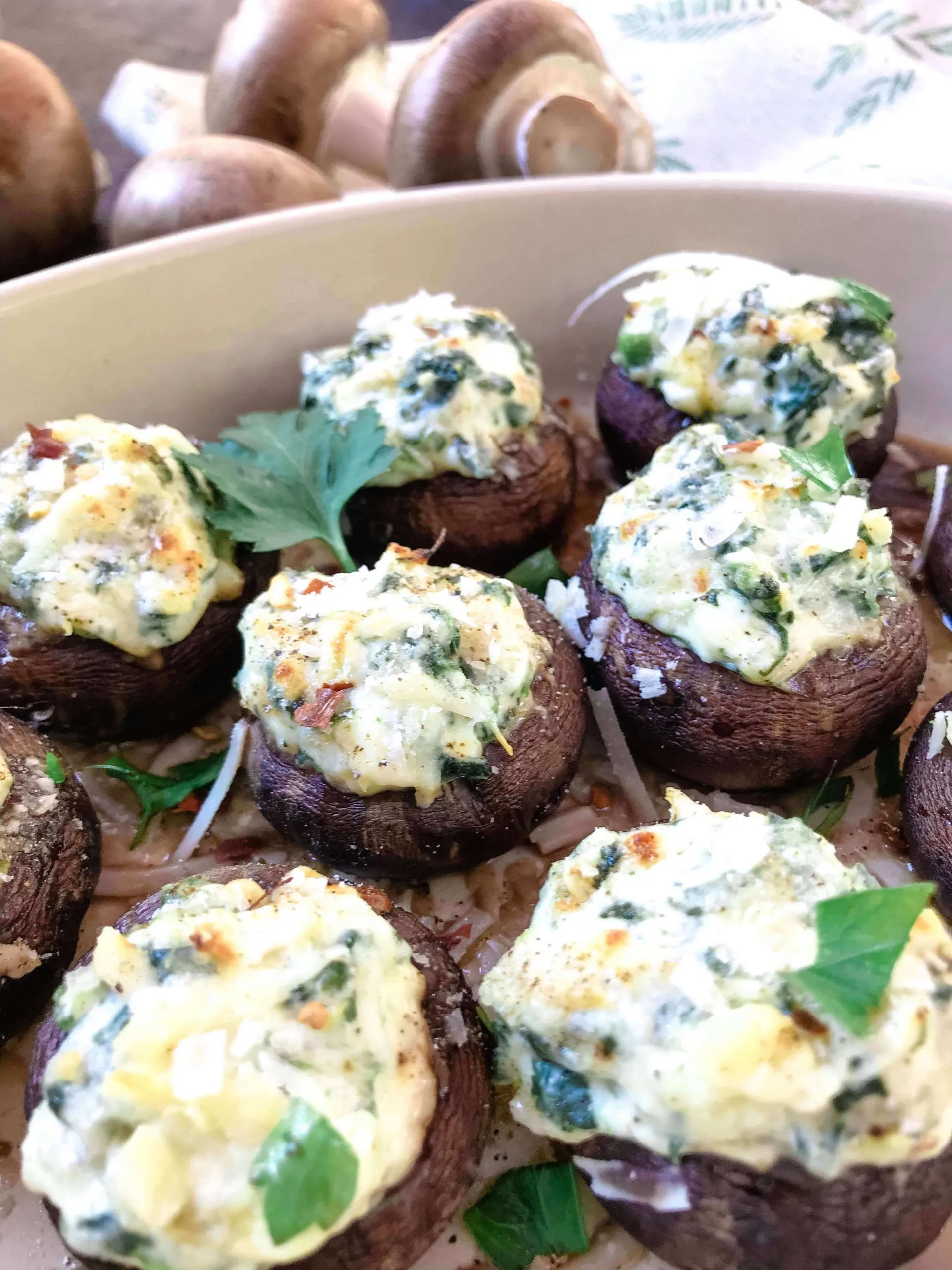 Spinach and Artichoke Stuffed Mushrooms