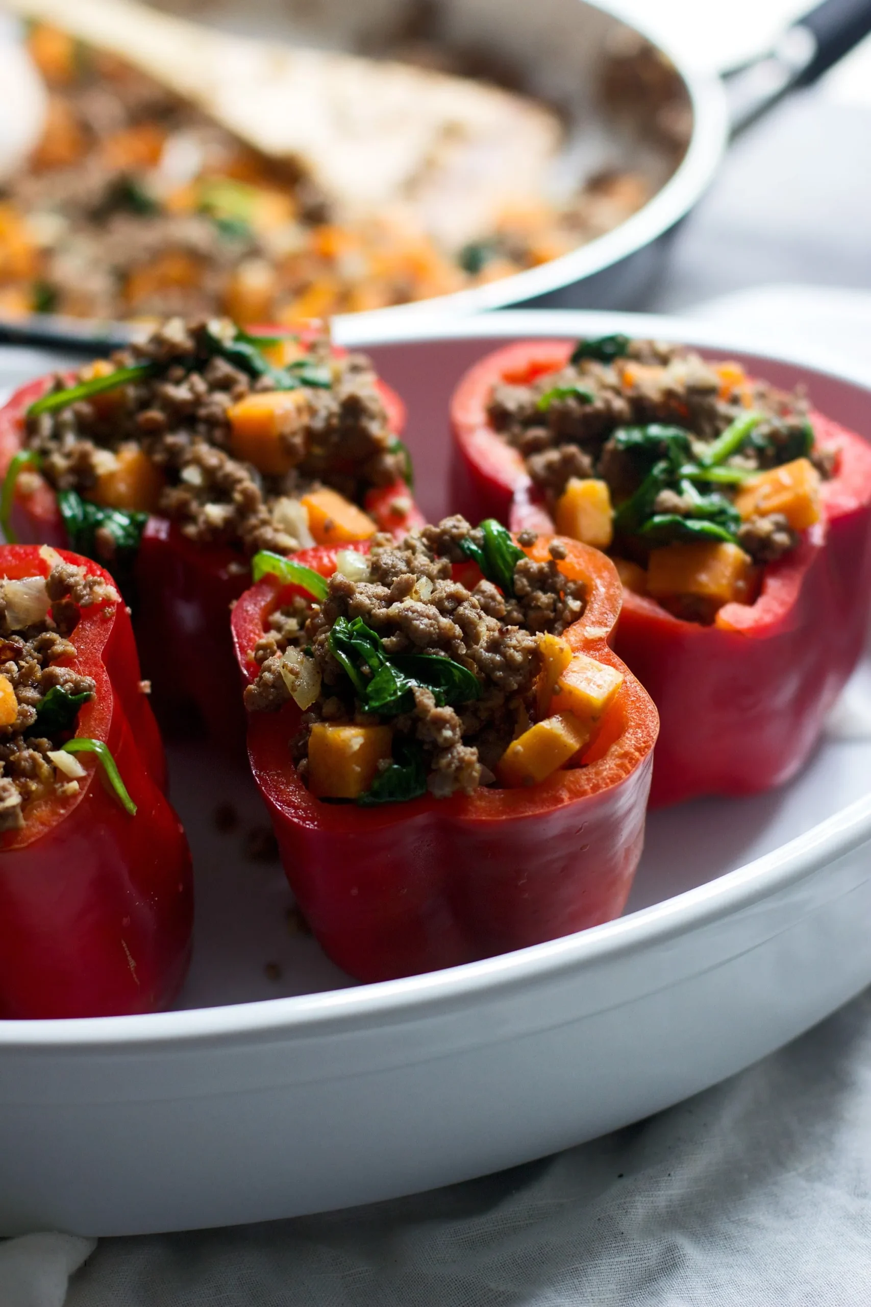Spinach and Meat Stuffed Peppers