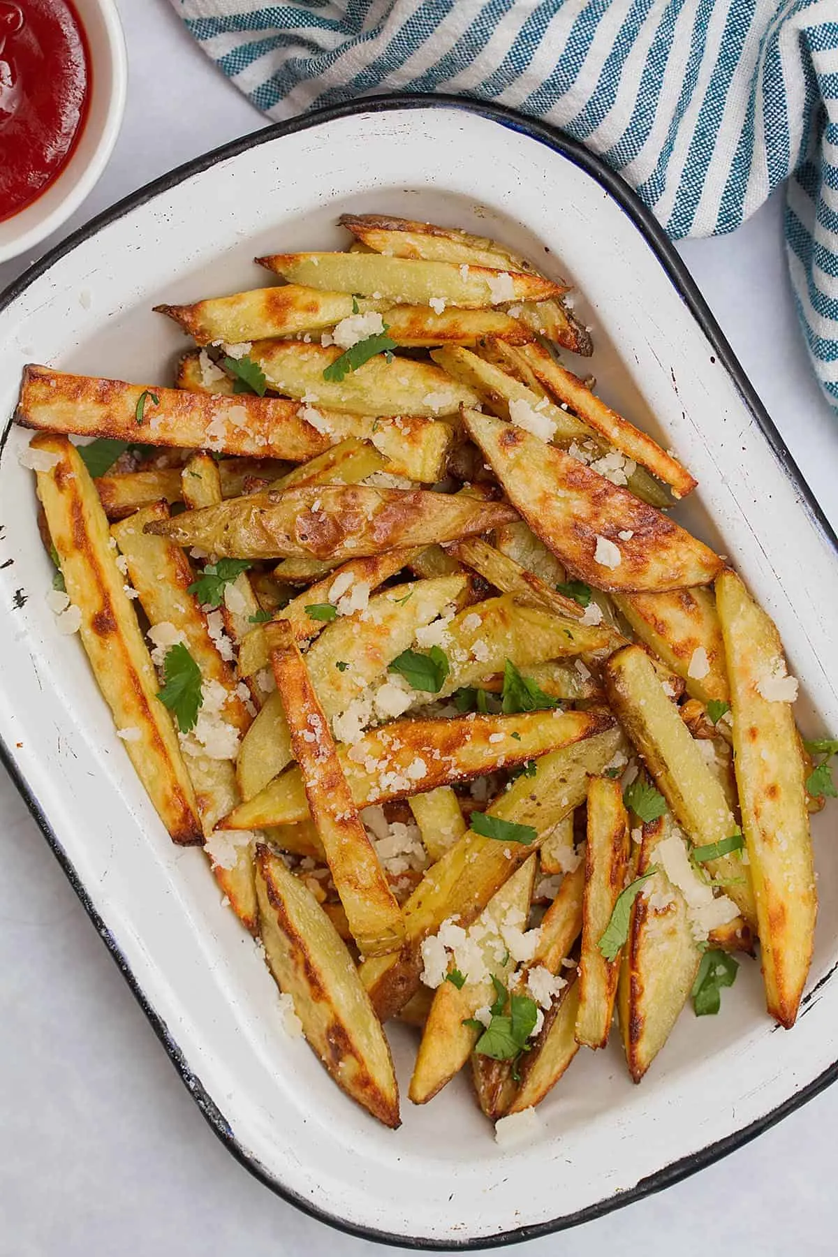 Spiralized Shoestring Garlic Truffle Fries