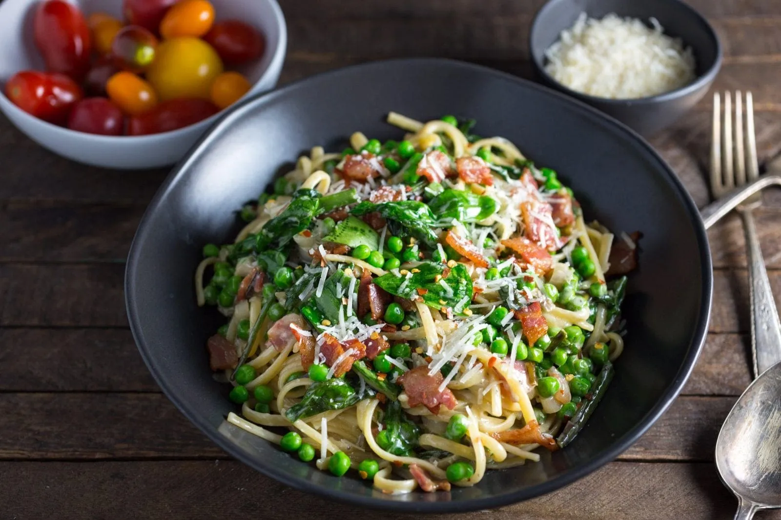 Spring Pasta with Ramps, Peas, and Pancetta