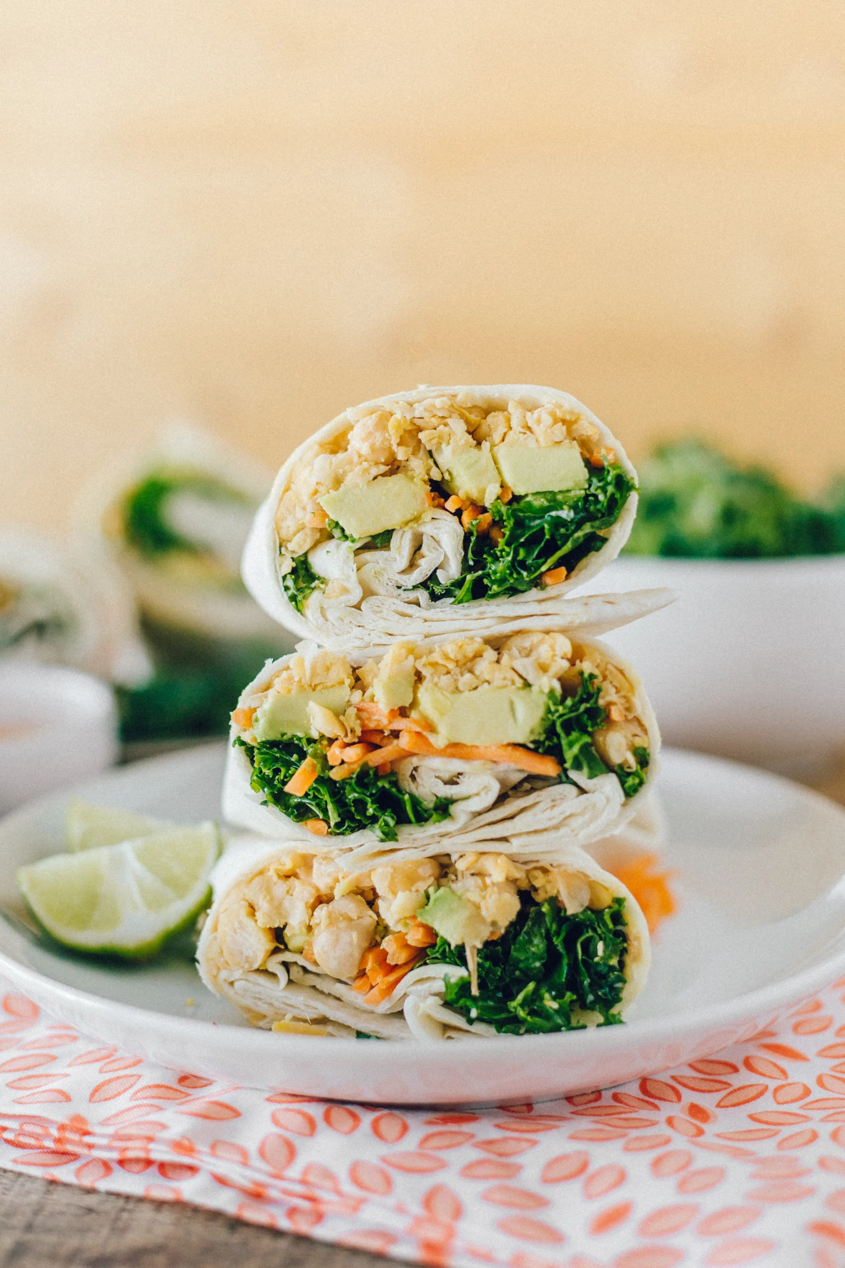 Sriracha Chickpea Salad Wraps Vegan