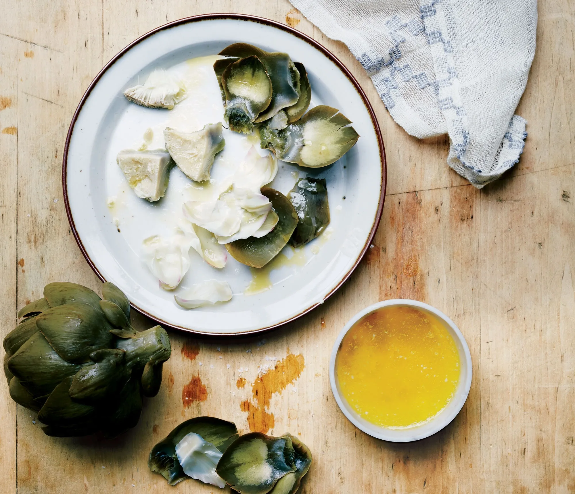 Steamed Artichokes with Guiltless Garlic Sauce
