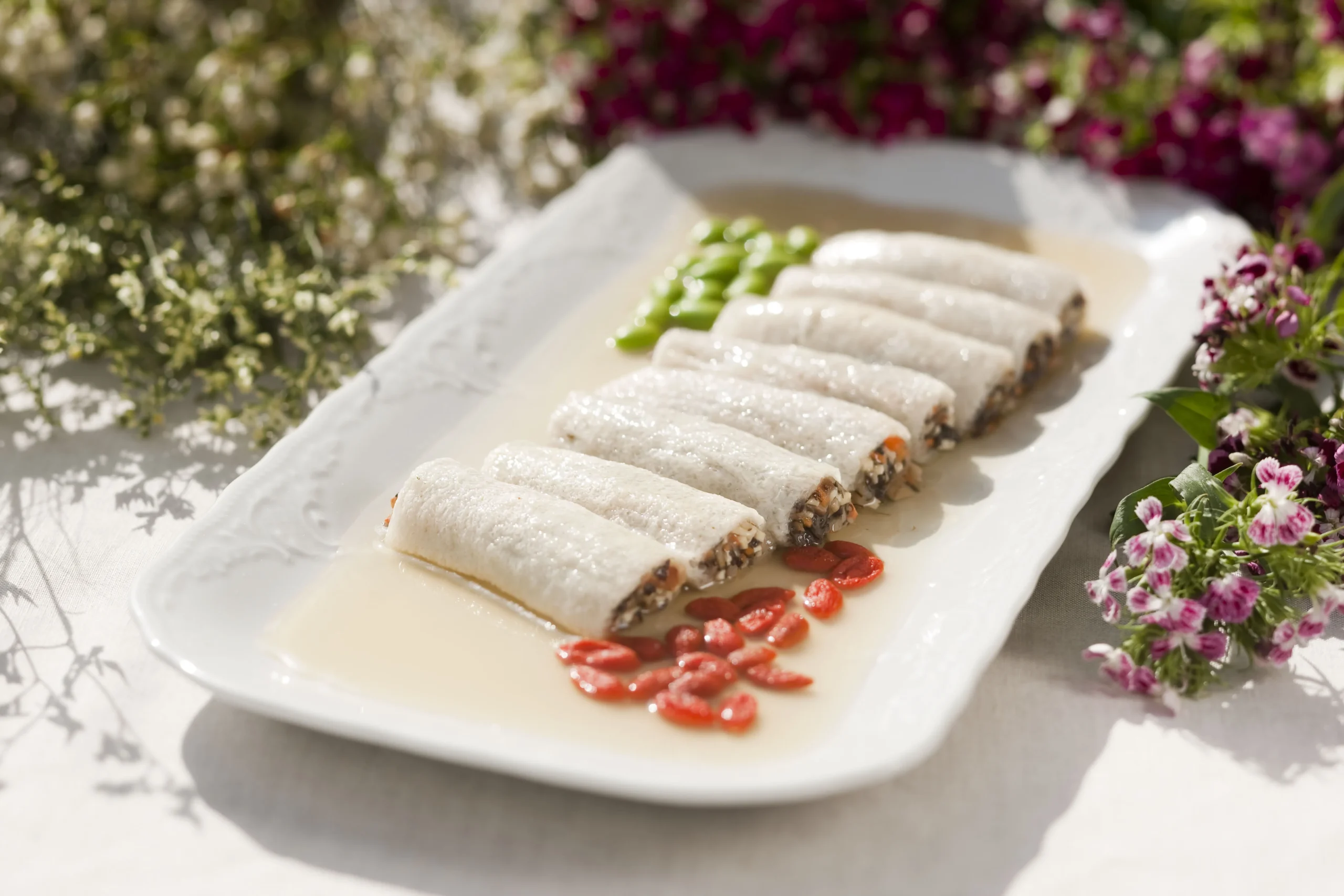 Steamed Bamboo Pith Rolls