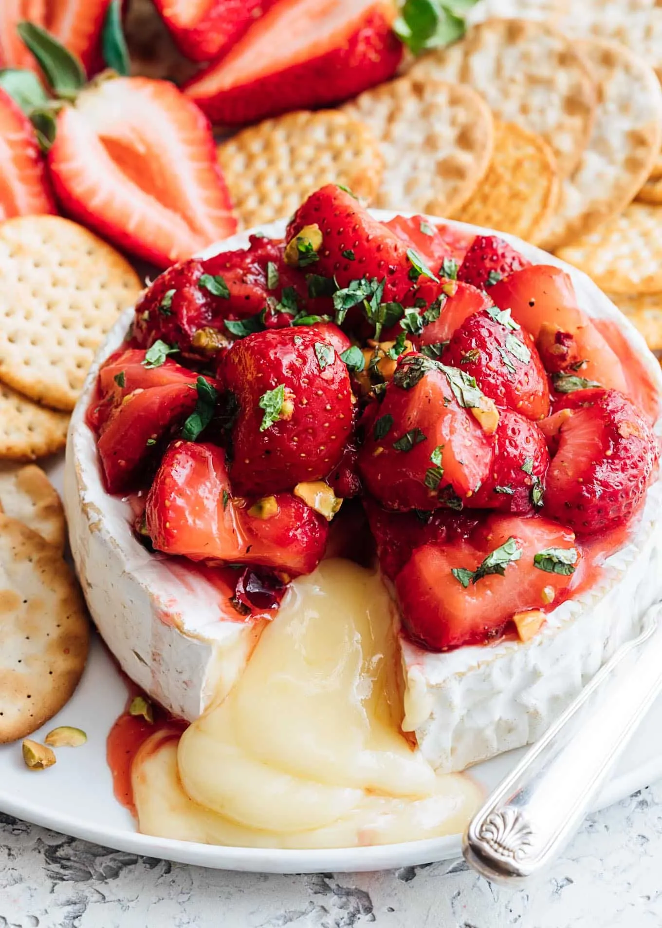 Strawberry Balsamic Baked Brie Bites