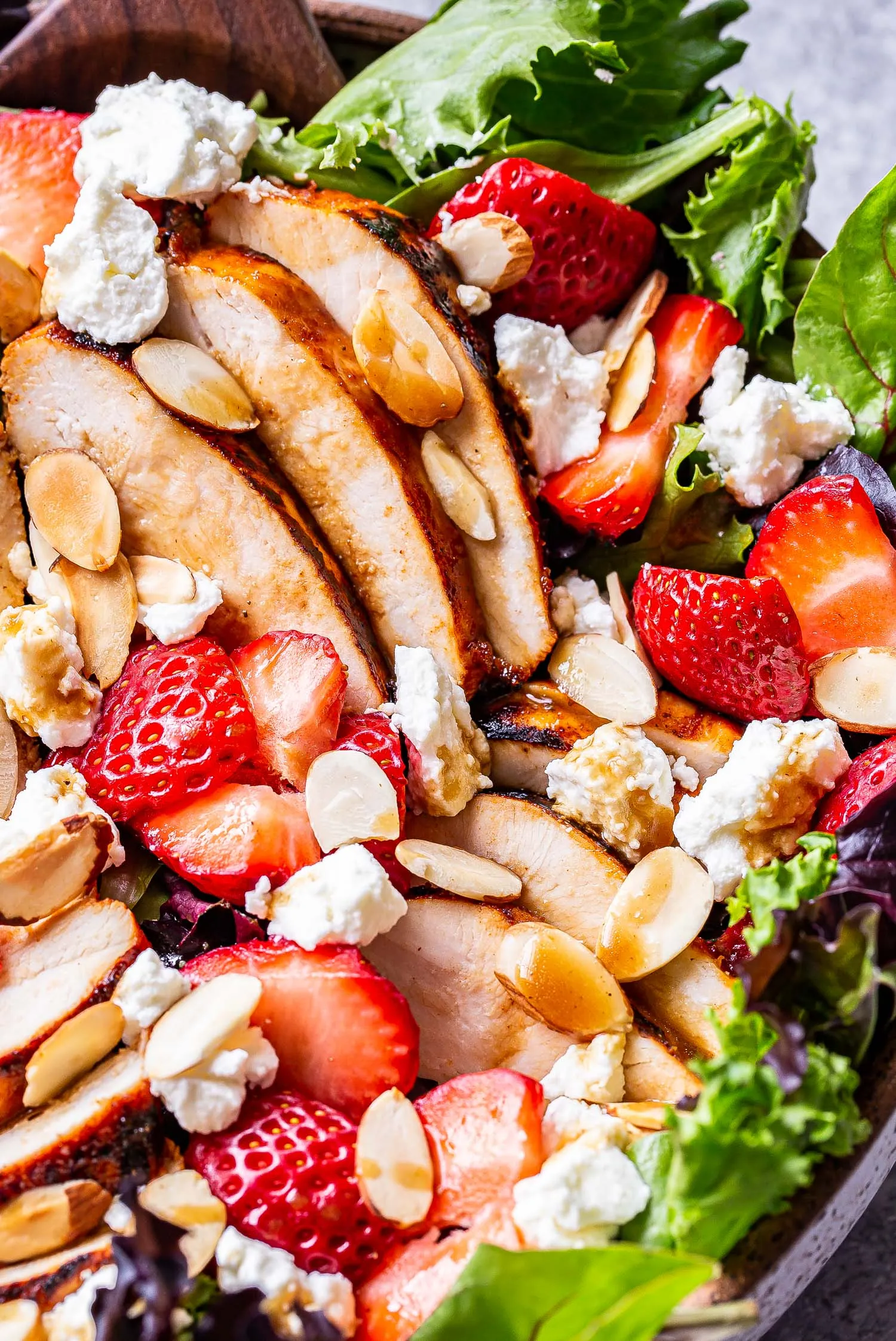Strawberry Balsamic Chicken Salad with Avocado and Goat Cheese