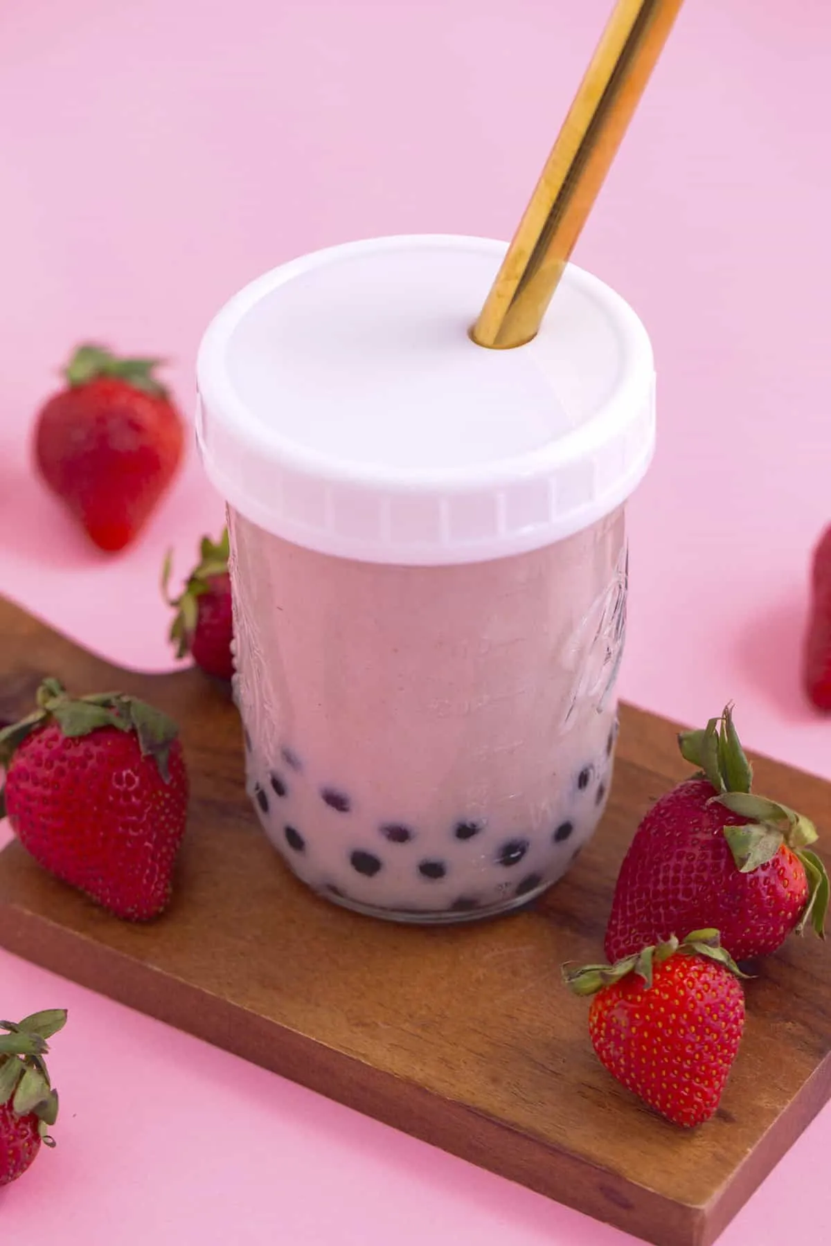 Strawberry Bubble Tea Boba Milk Tea
