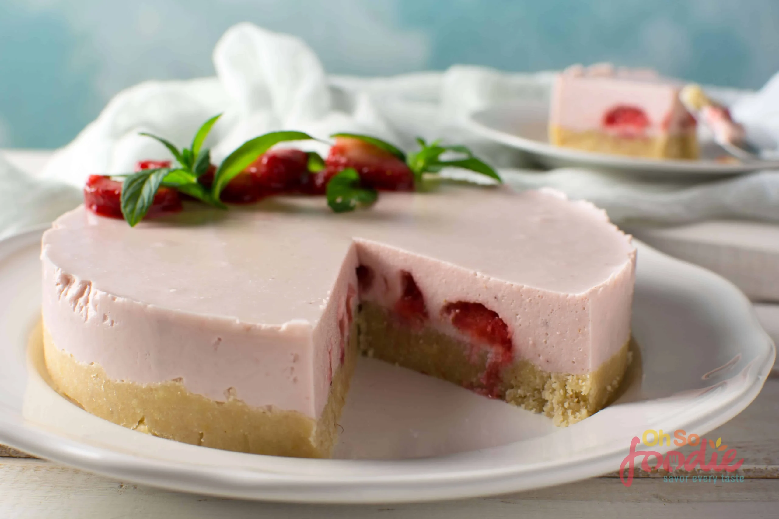 Strawberry Coconut No Bake Cheesecakes