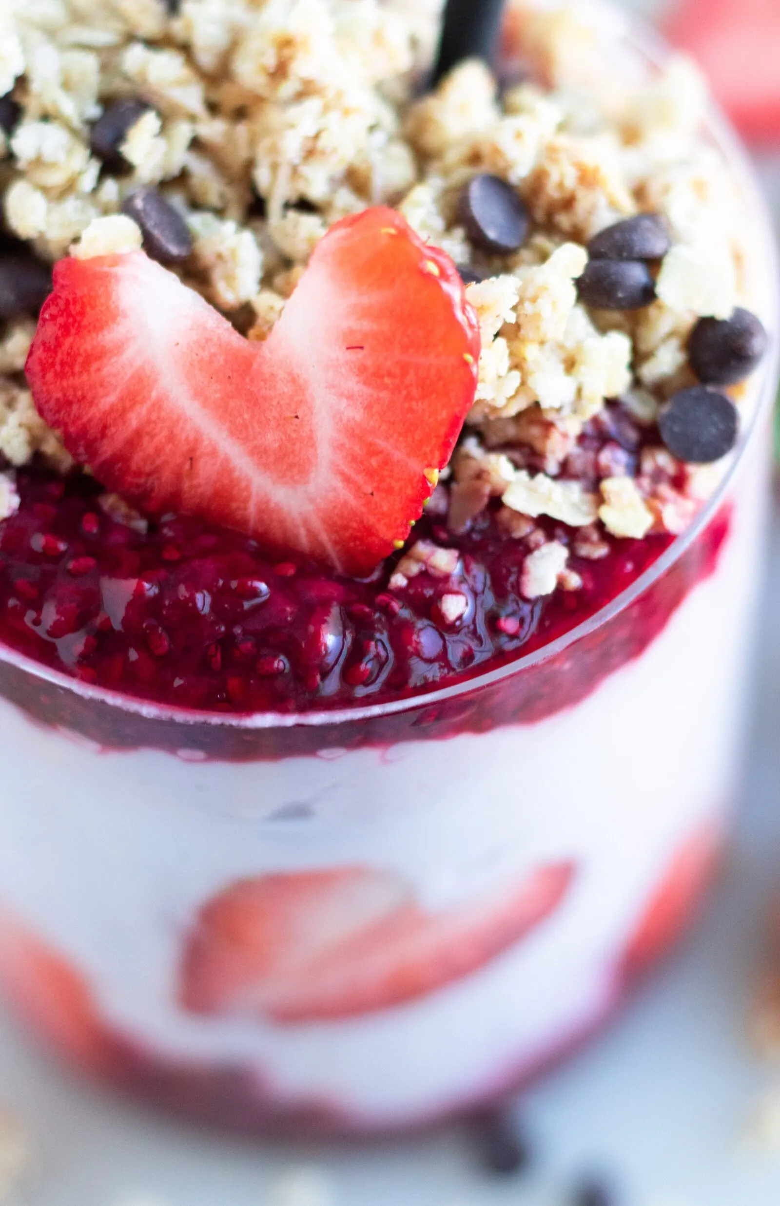 Strawberry Heart Vegan Yogurt Parfaits for Valentine's Day