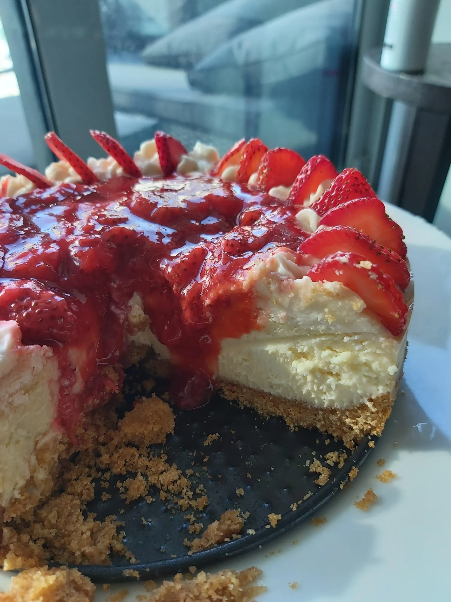 Strawberry Topped New York Style Cheesecake