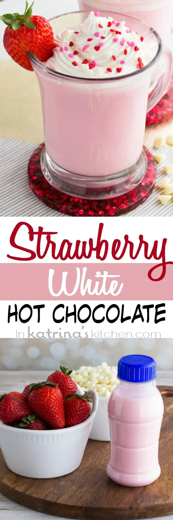 Strawberry White Hot Chocolate with Homemade Whipped Cream