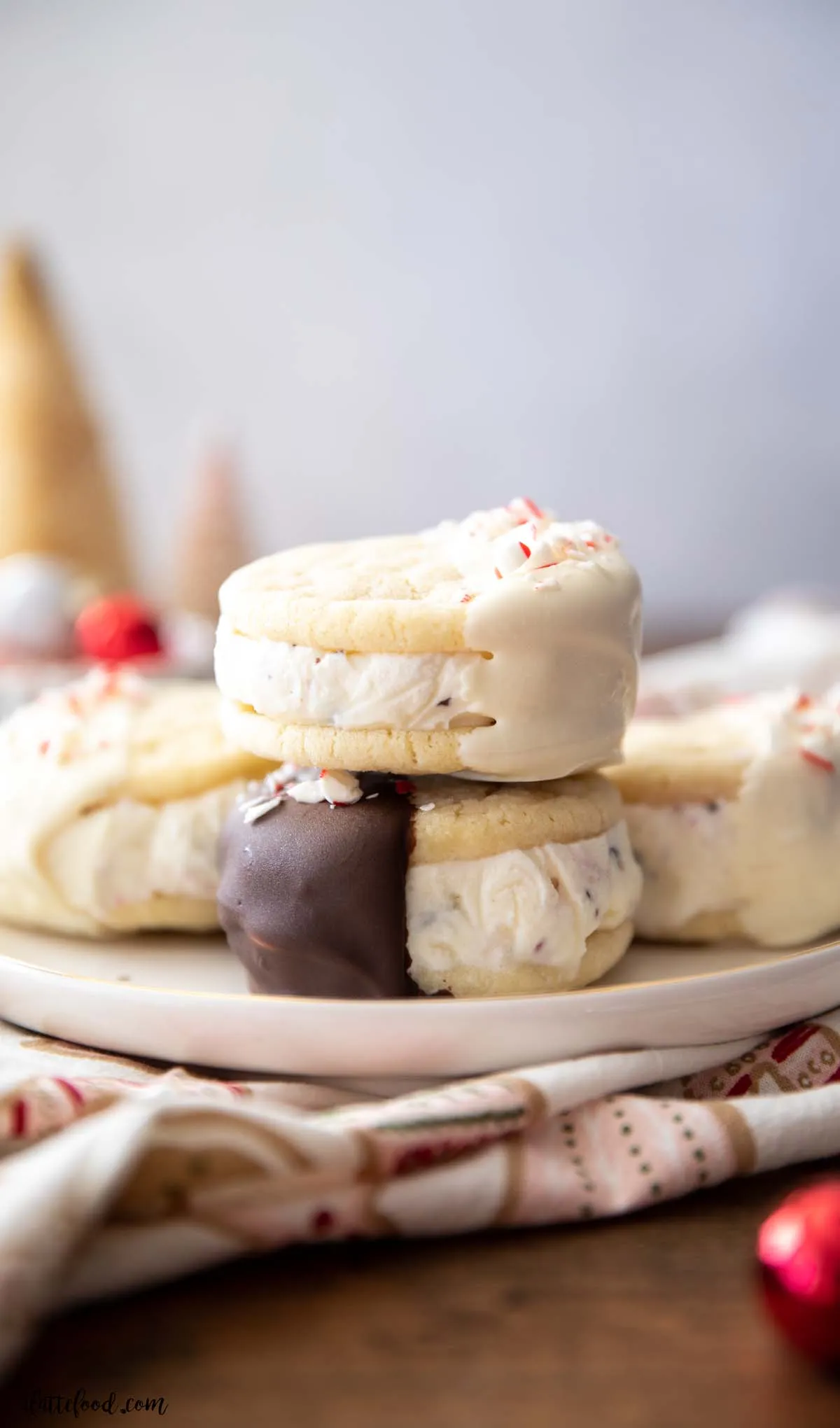 Sugar Cookie Peppermint Ice Cream Sandwiches