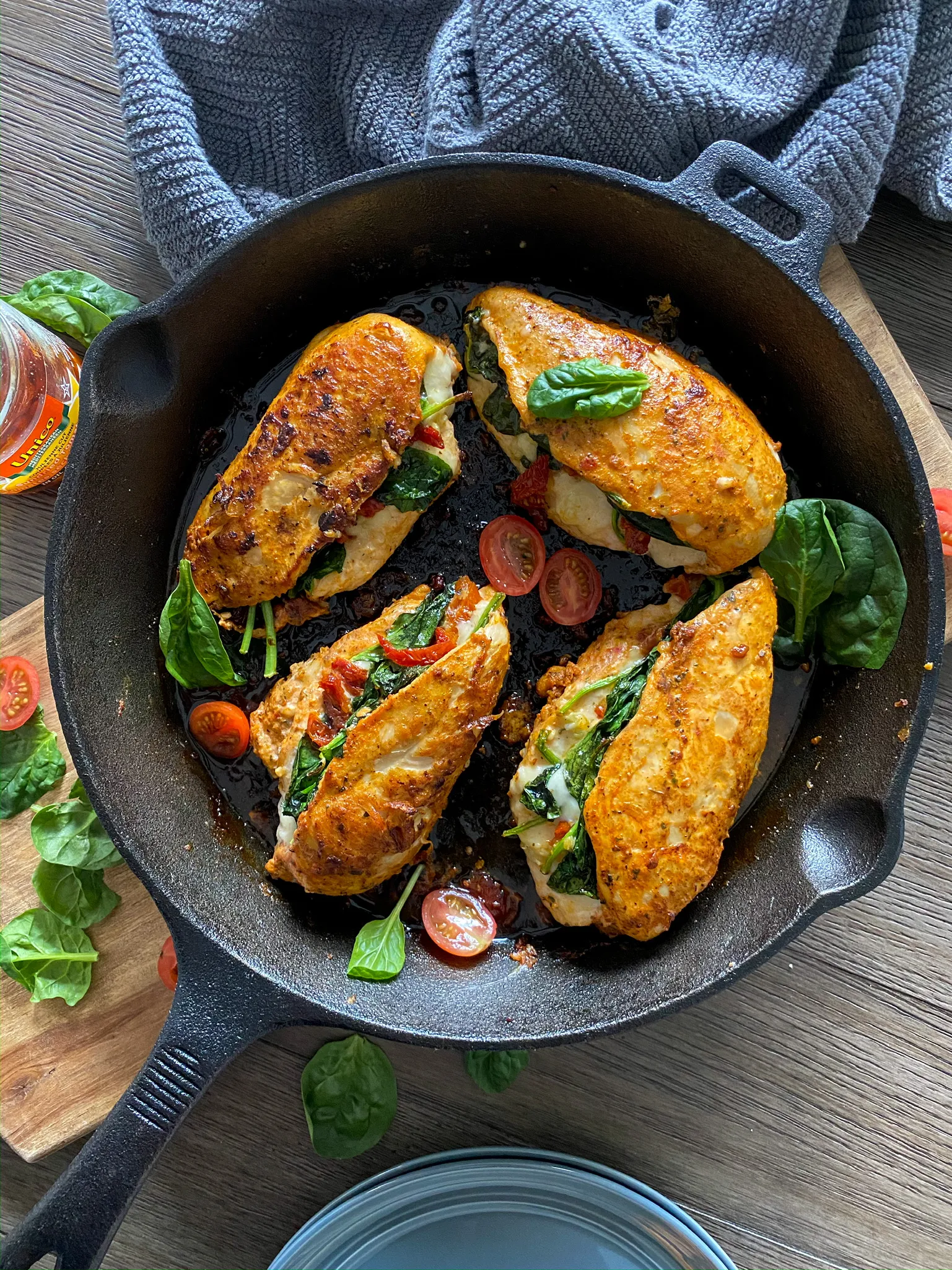 Sun Dried Tomato Spinach Stuffed Chicken