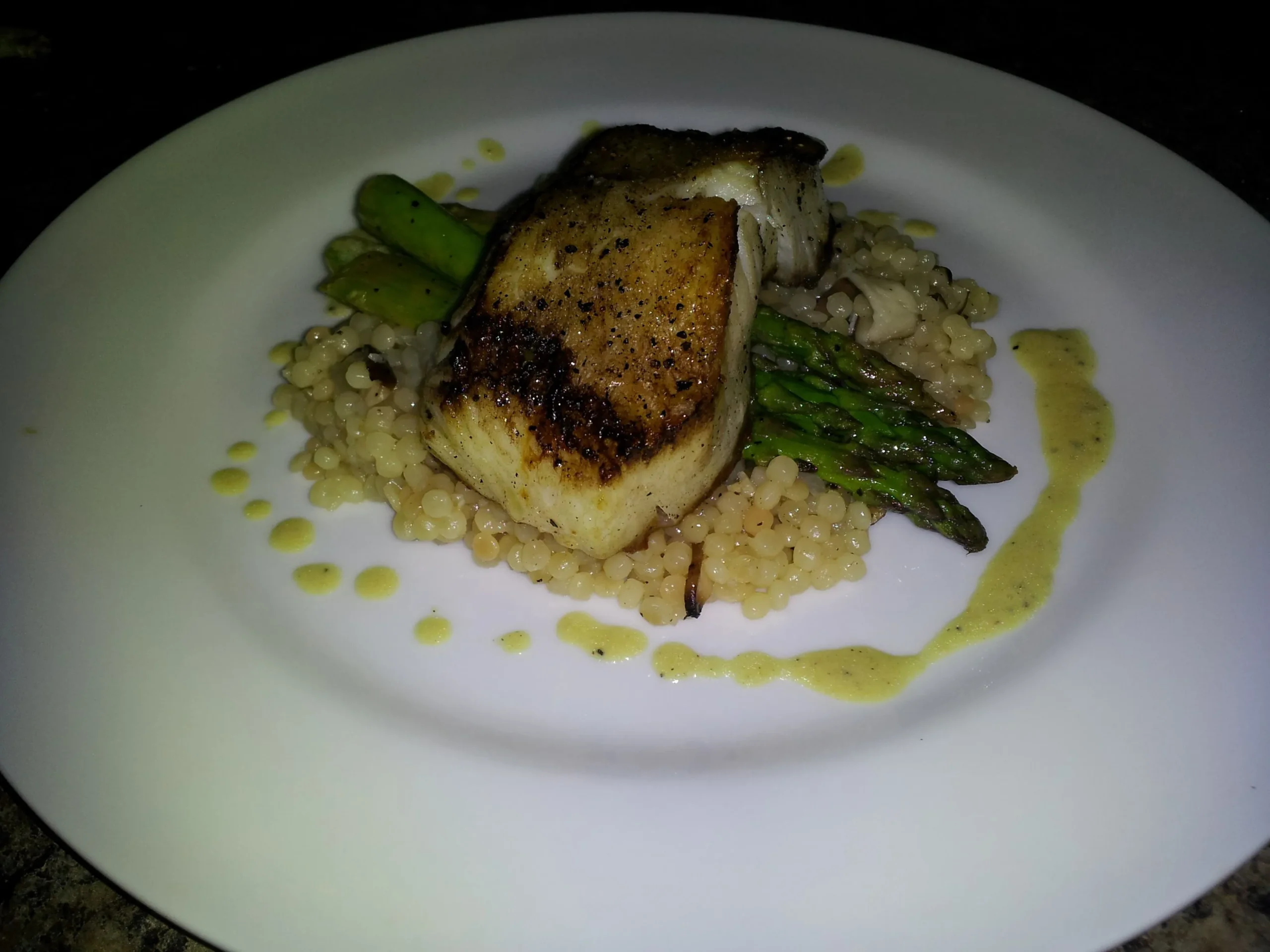 Tamarind Sea Bass with Asparagus and Cous Cous