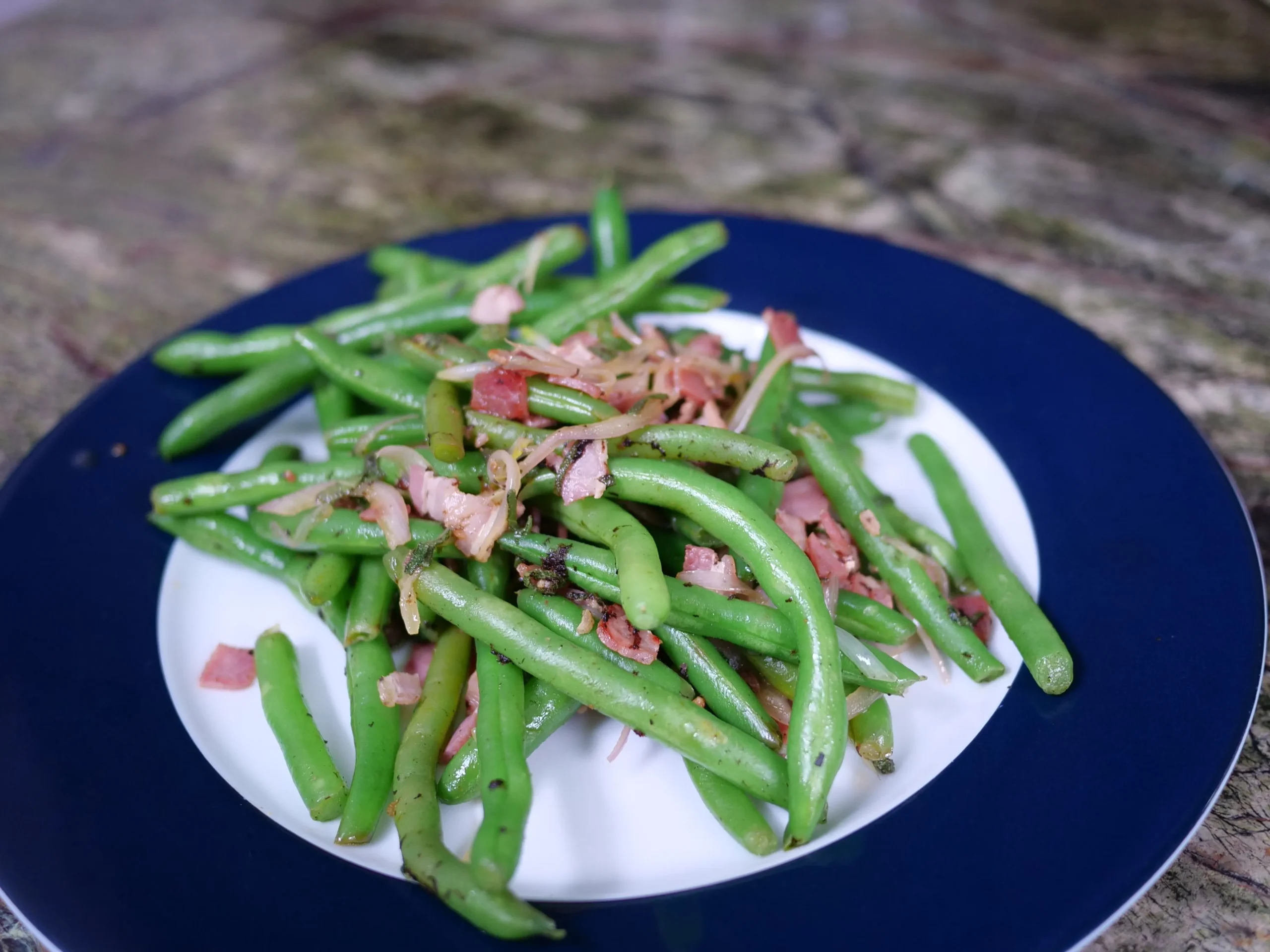 Tasty and Easy Side Dish Green Beans Tomatoes and Pancetta