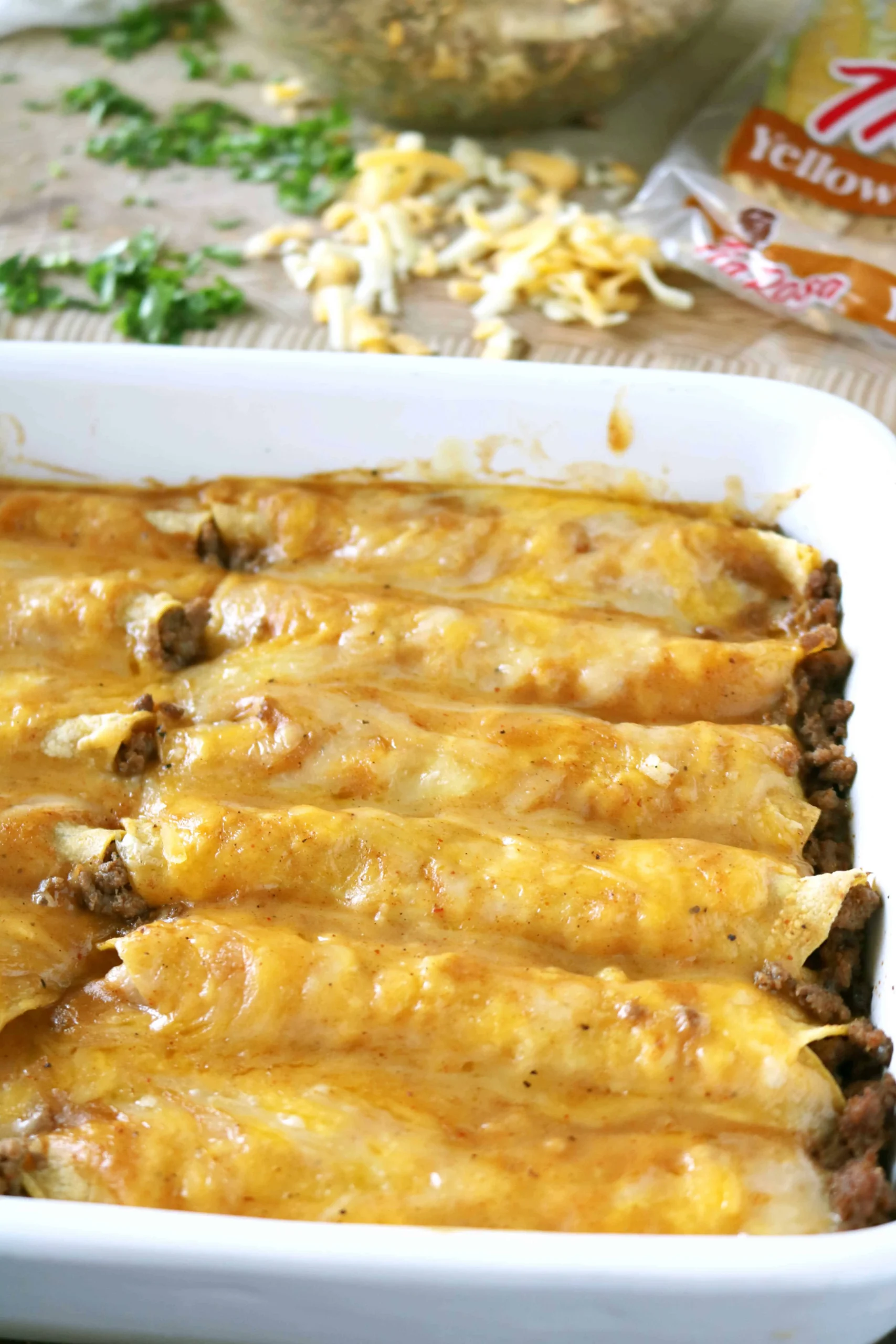 Tex Mex Style Beef Enchiladas