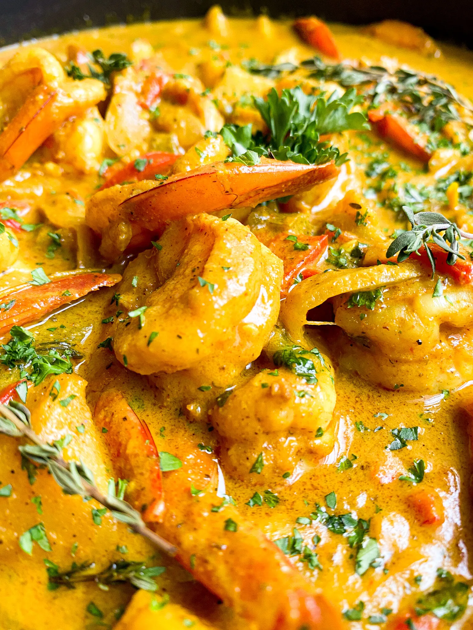 Thai Red Curry Prawns Noodles with Coconut Milk