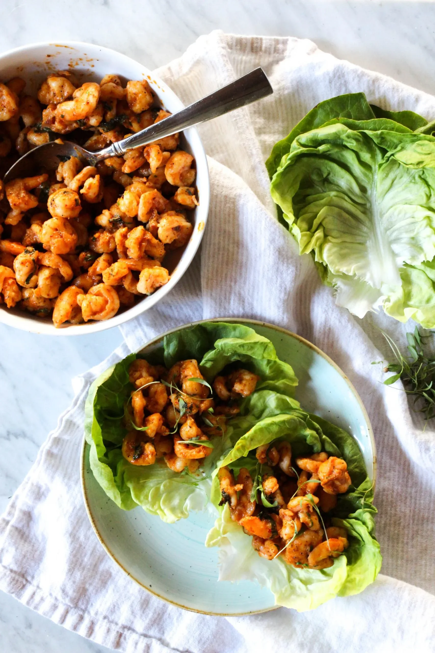 Thai Red Curry Shrimp Lettuce Wraps