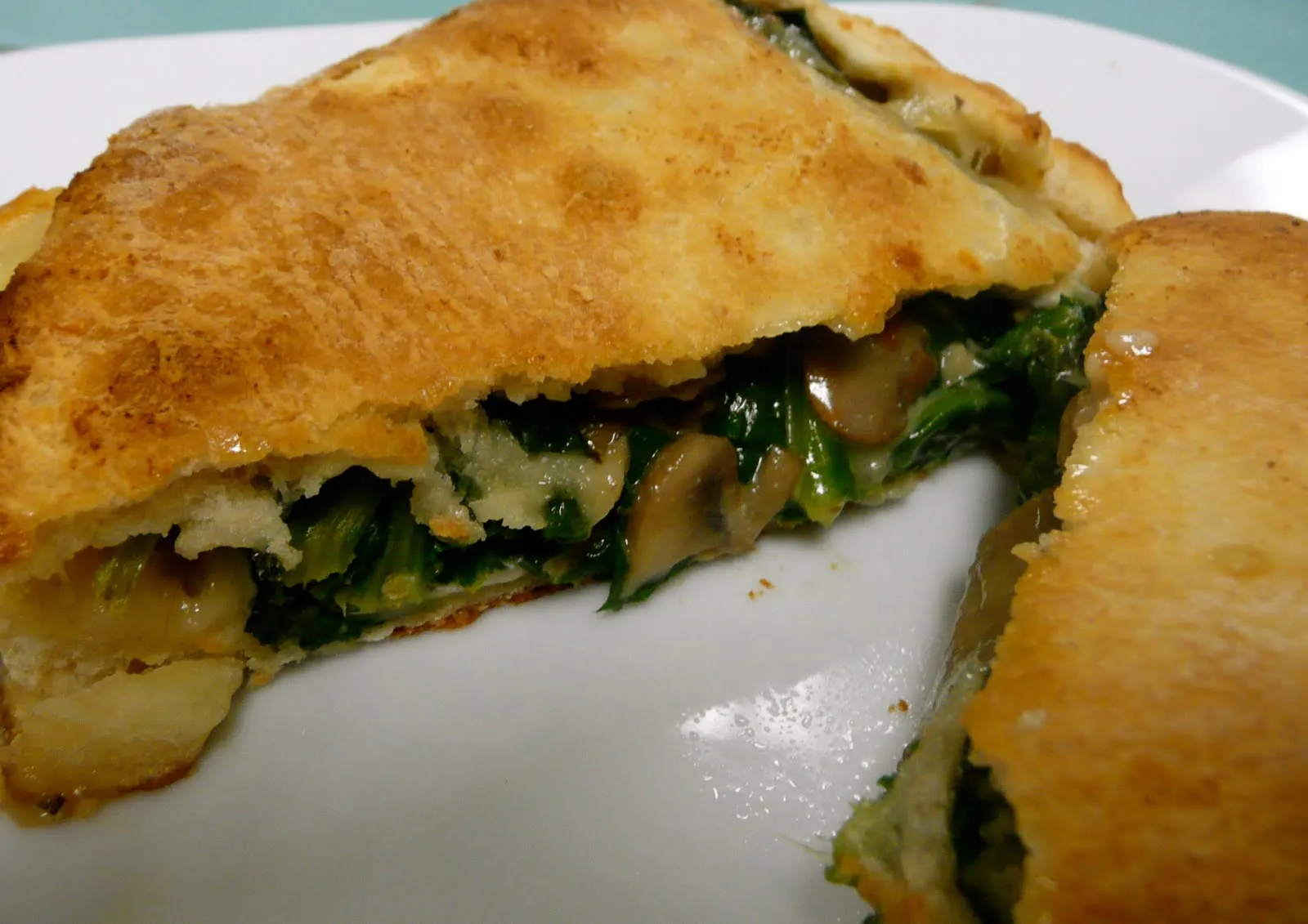 Three Cheese Mushroom and Spinach Calzone