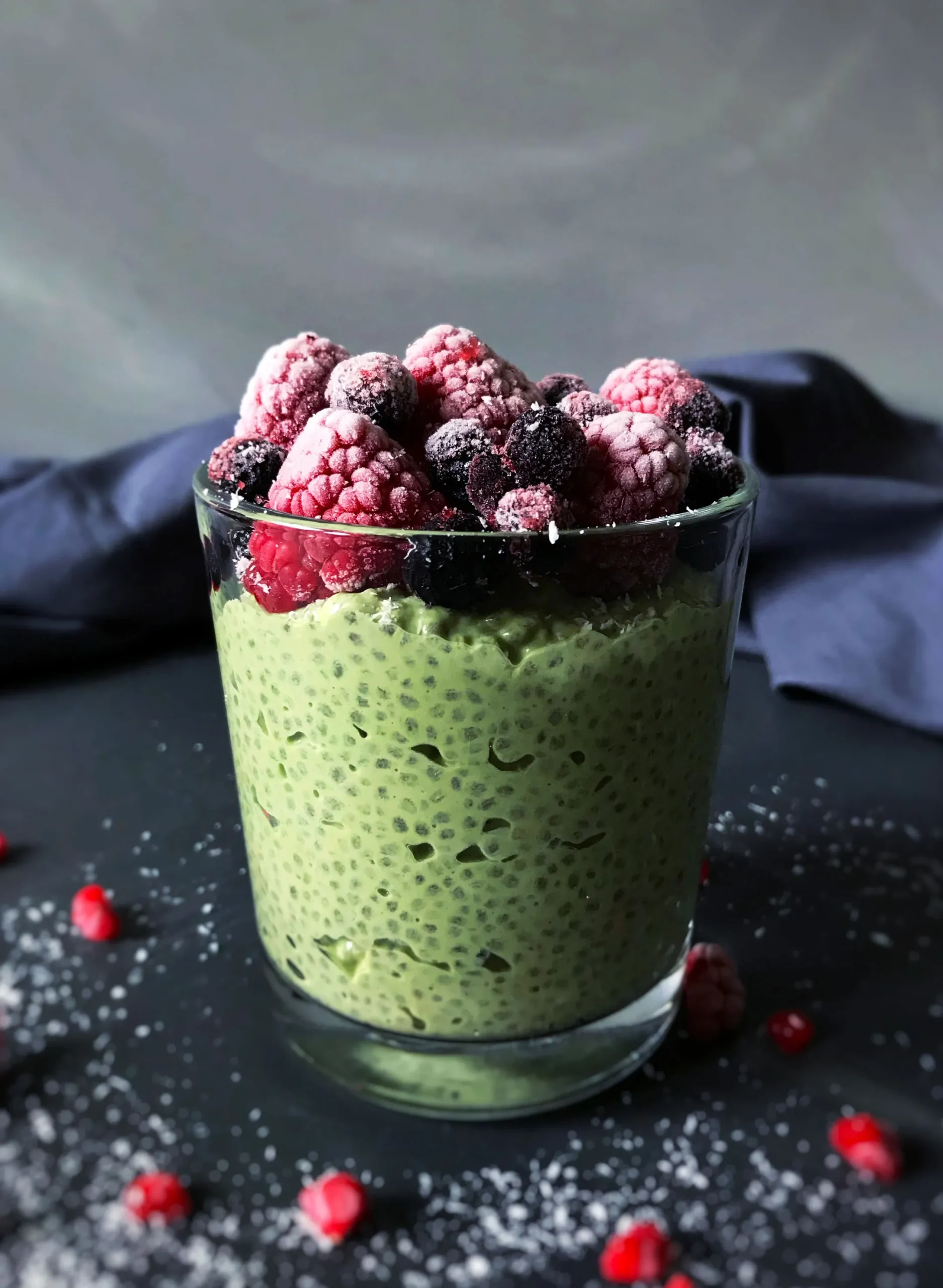 Three Layer Matcha Cream Chia Pudding