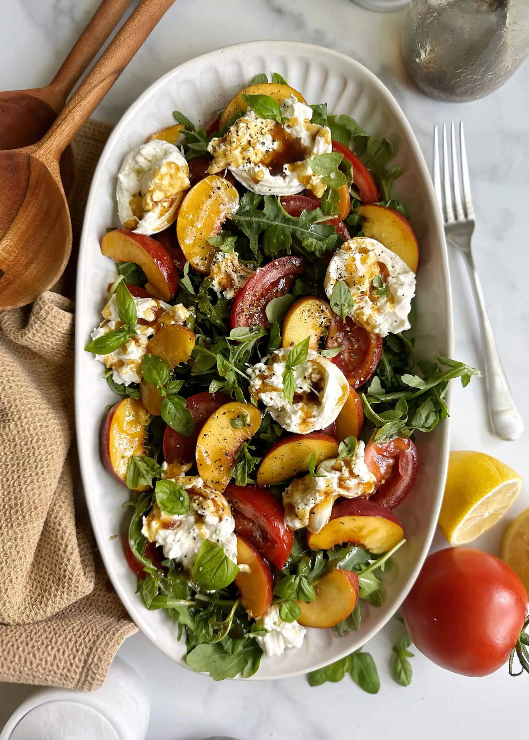 Tomato Peach Caprese Salad