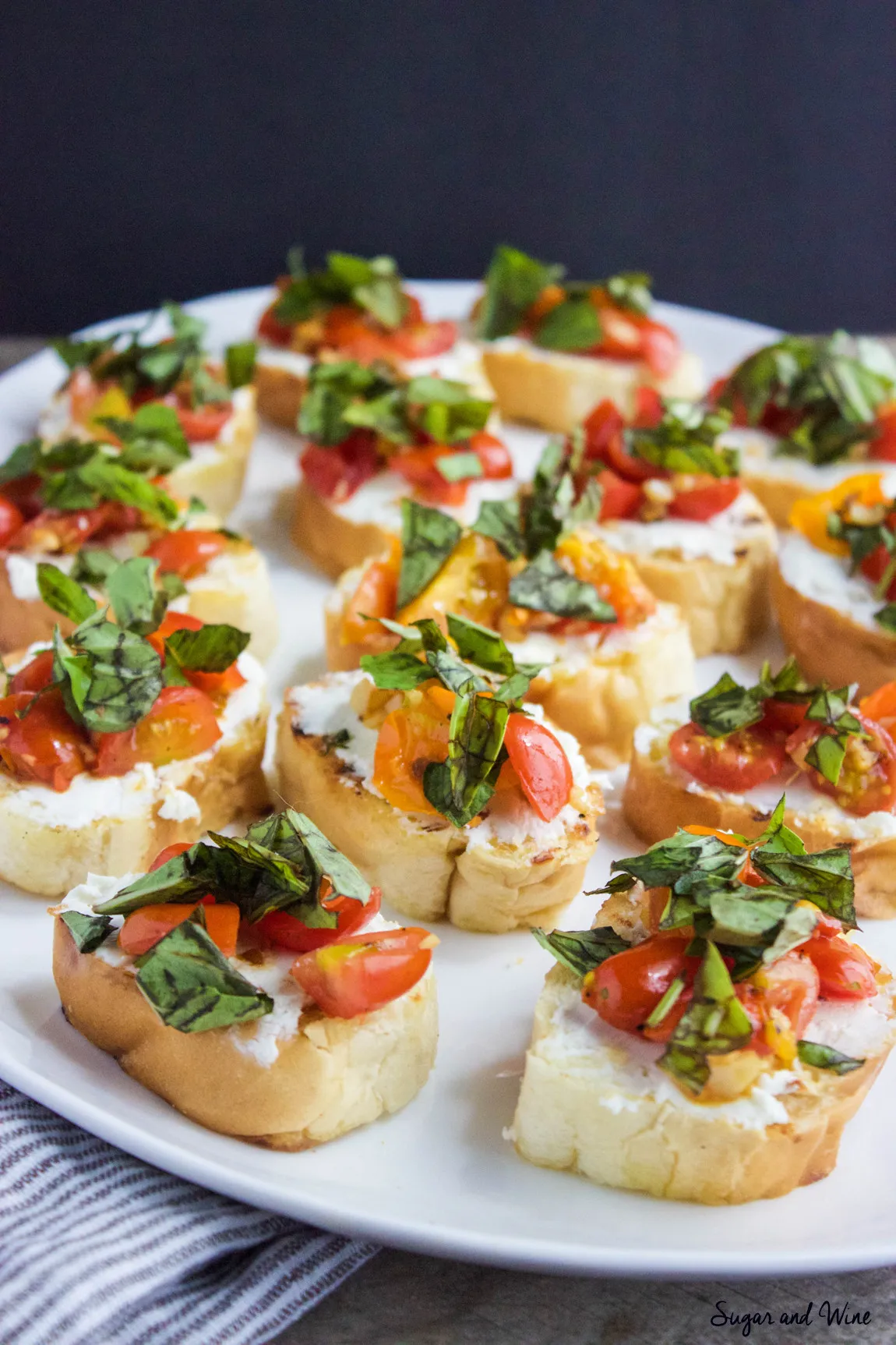 Tomato and Basil Crostini with Whipped Goat's Cheese