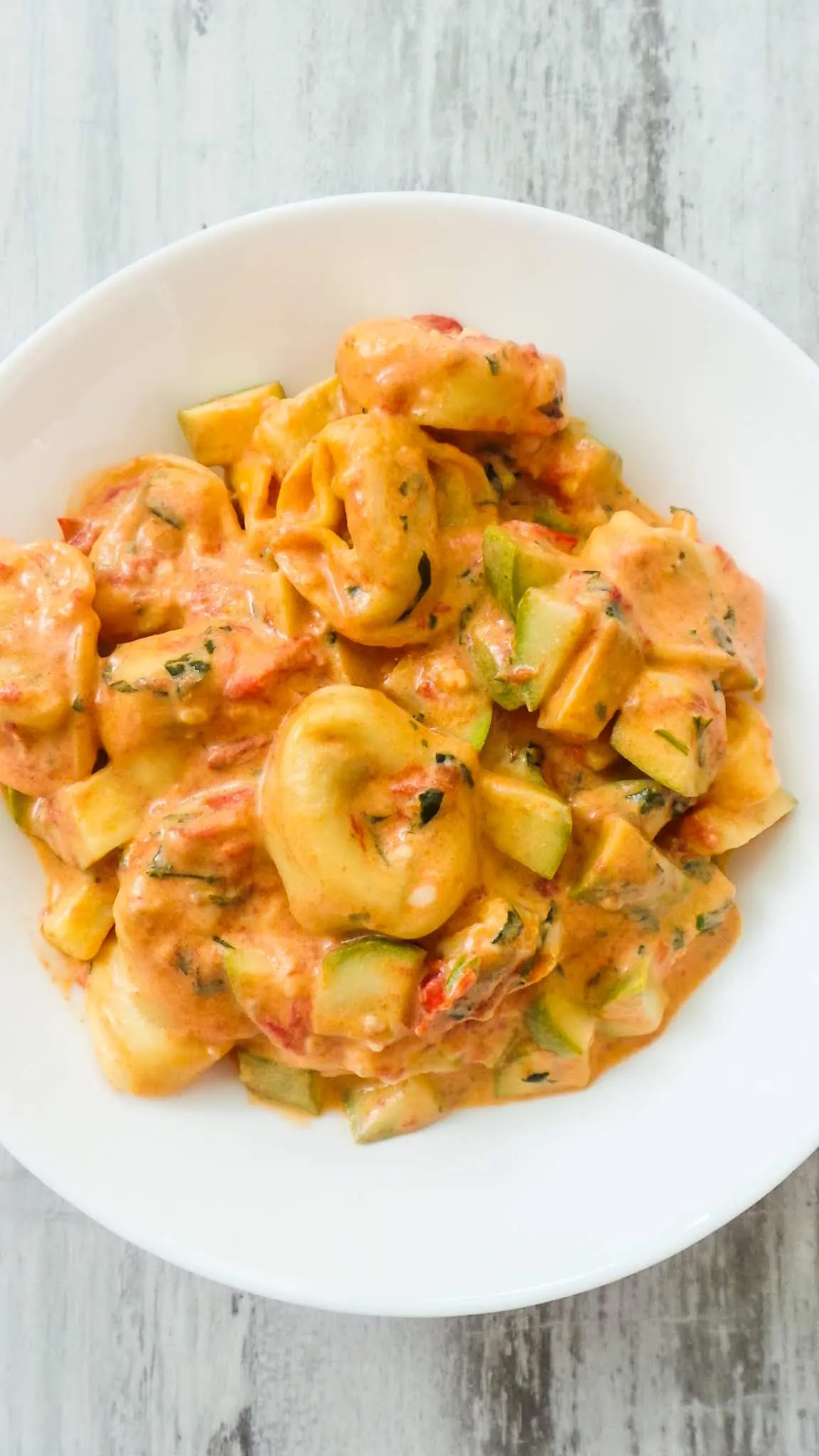 Tortellini with Basil Cream Sauce