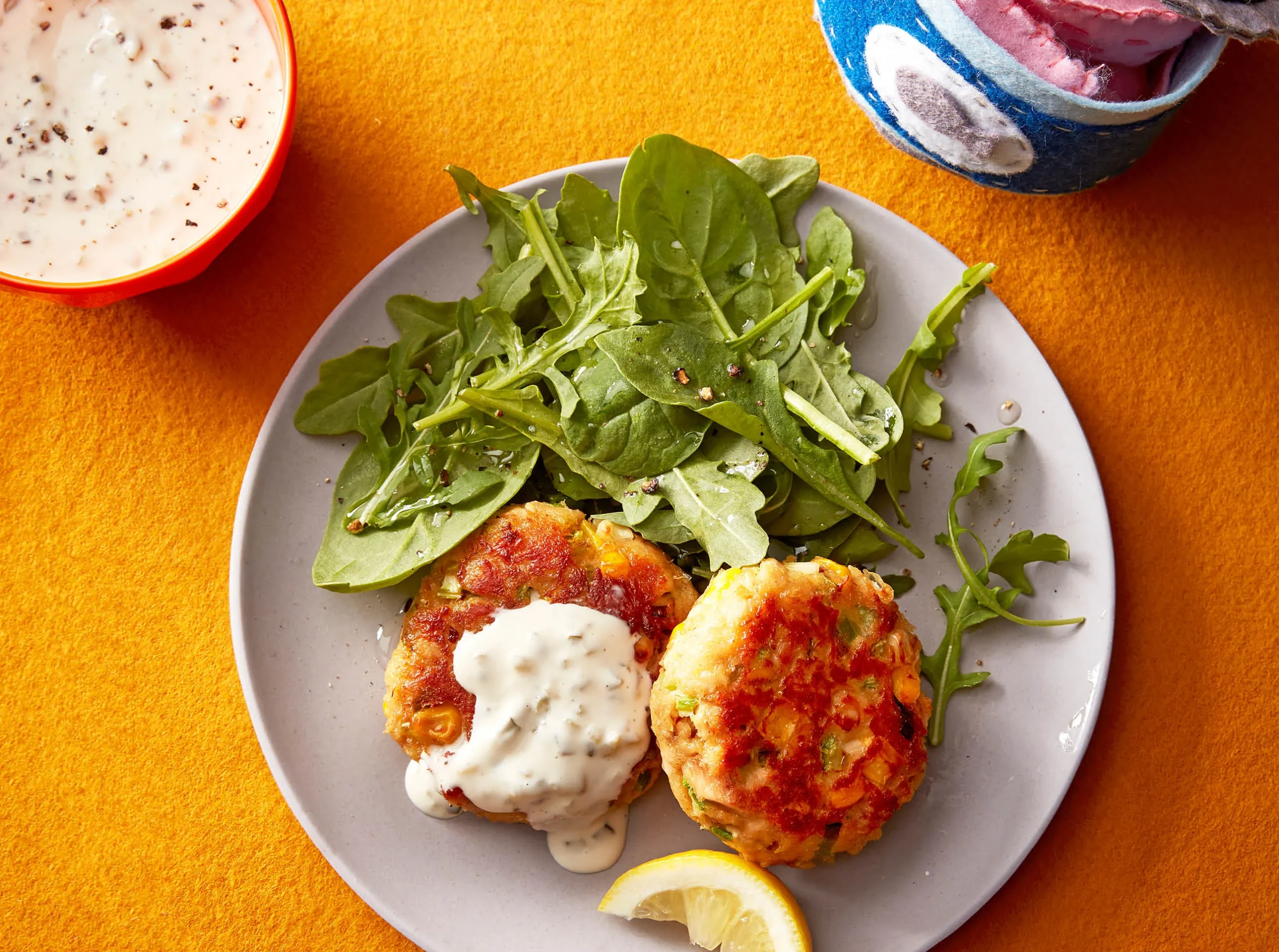 Tuna Cakes with Yogurt Tartar Slaw