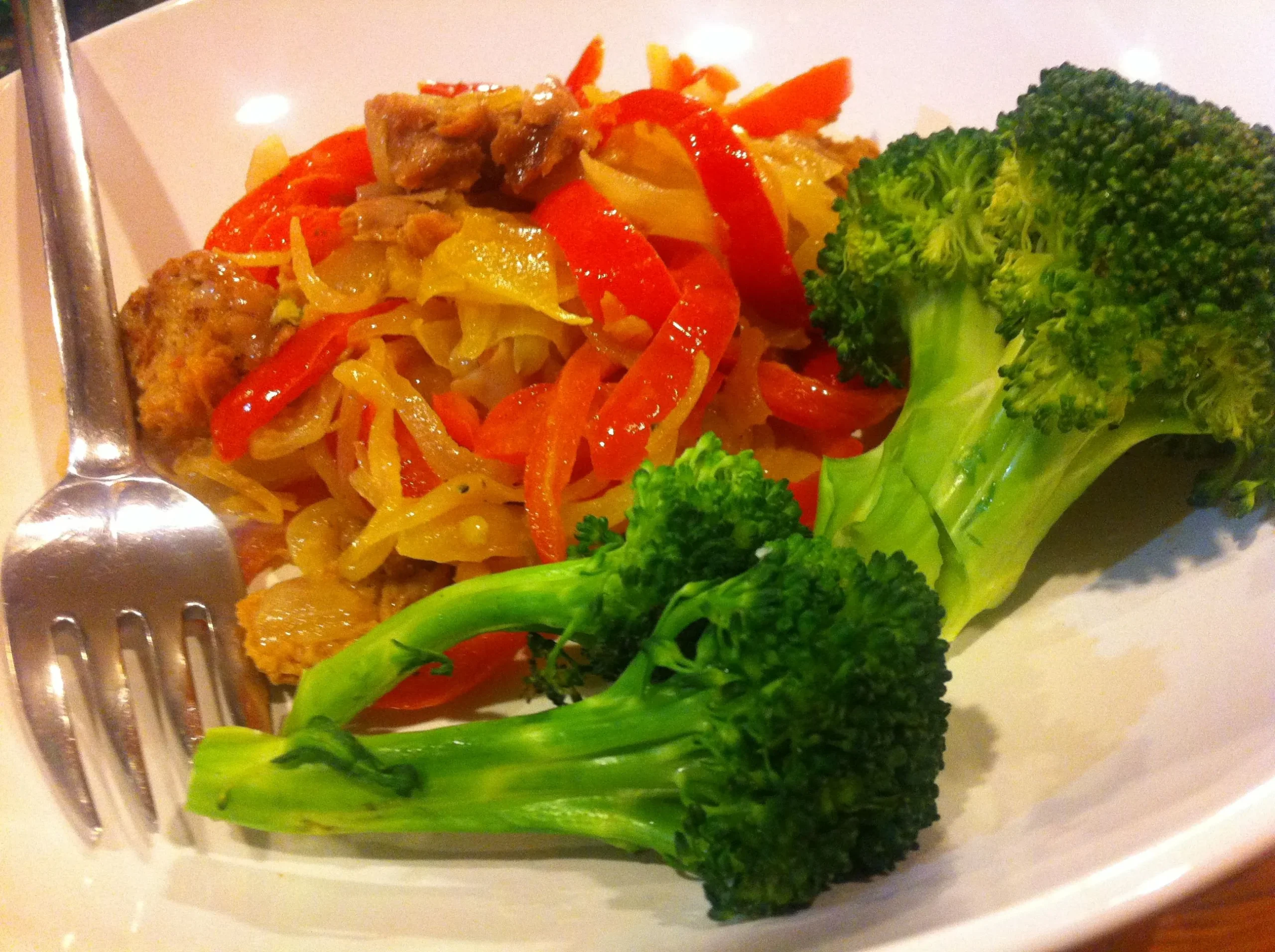Turkey Sausage with Sauteed Peppers and Onions
