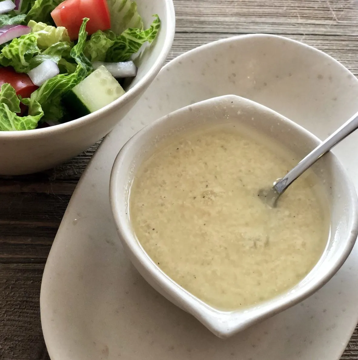 Two In One Dressing: Garlic Vinaigrette and Creamy Parmesan
