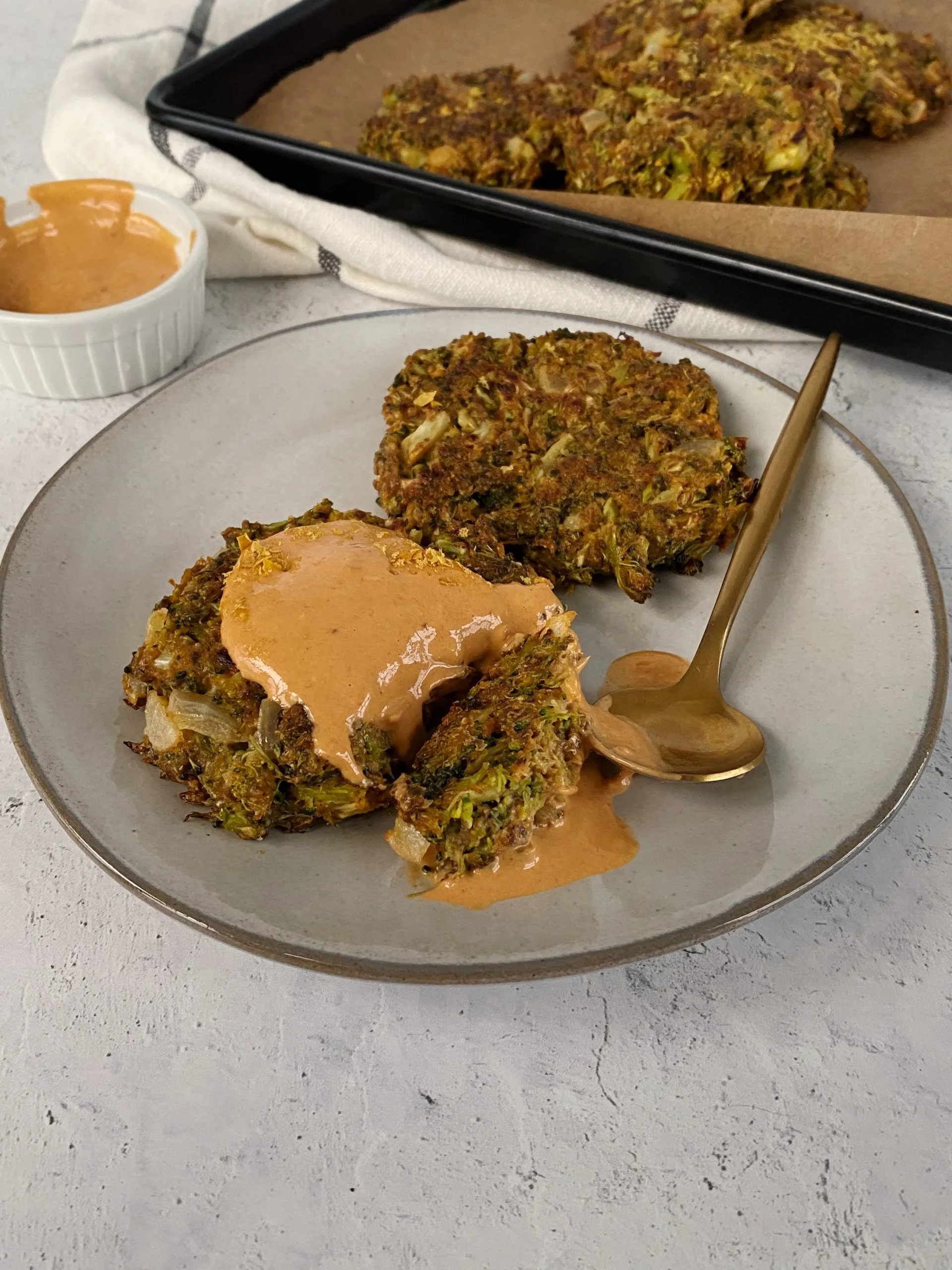 Vegan Broccoli Fritters with Chipotle Mayo