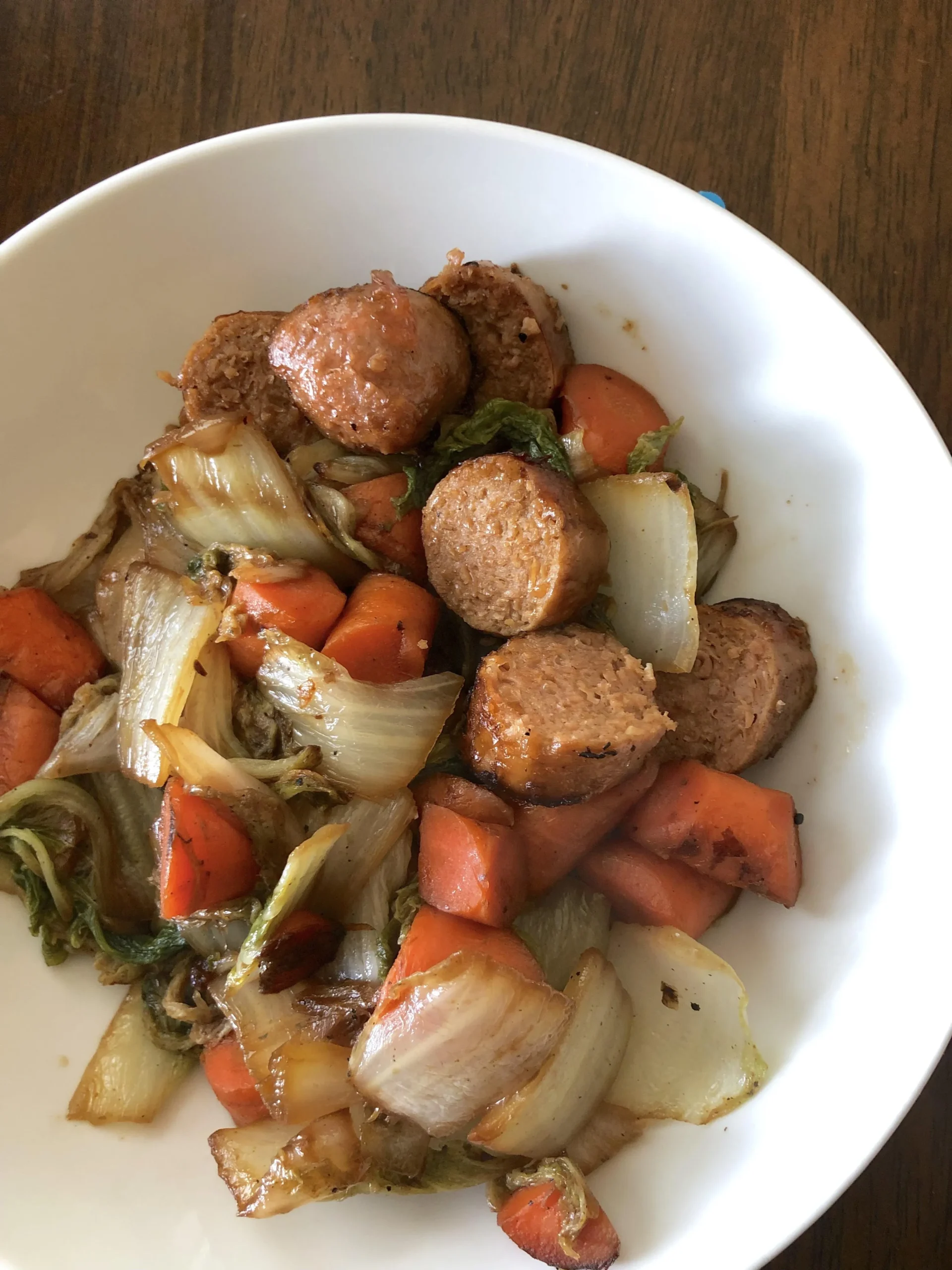 Vegan Cabbage and Sausage