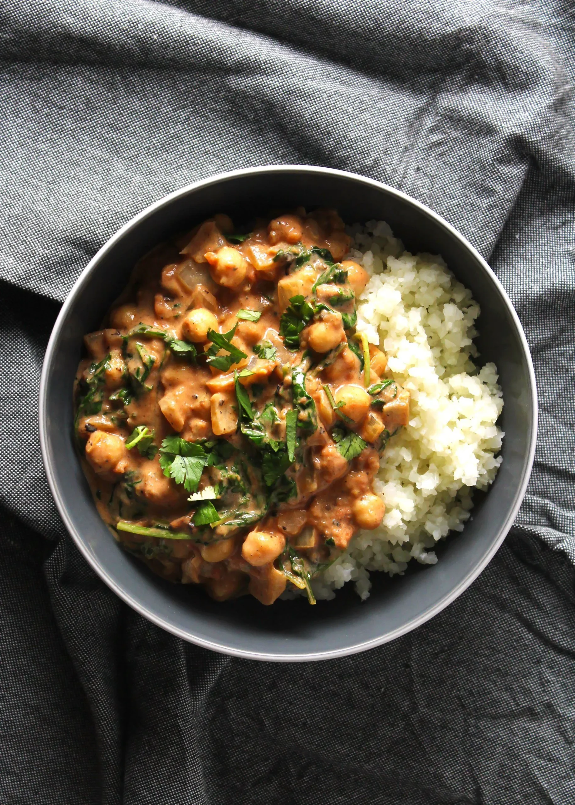 Vegan Chickpea Curry with Cauliflower Rice Gluten Free