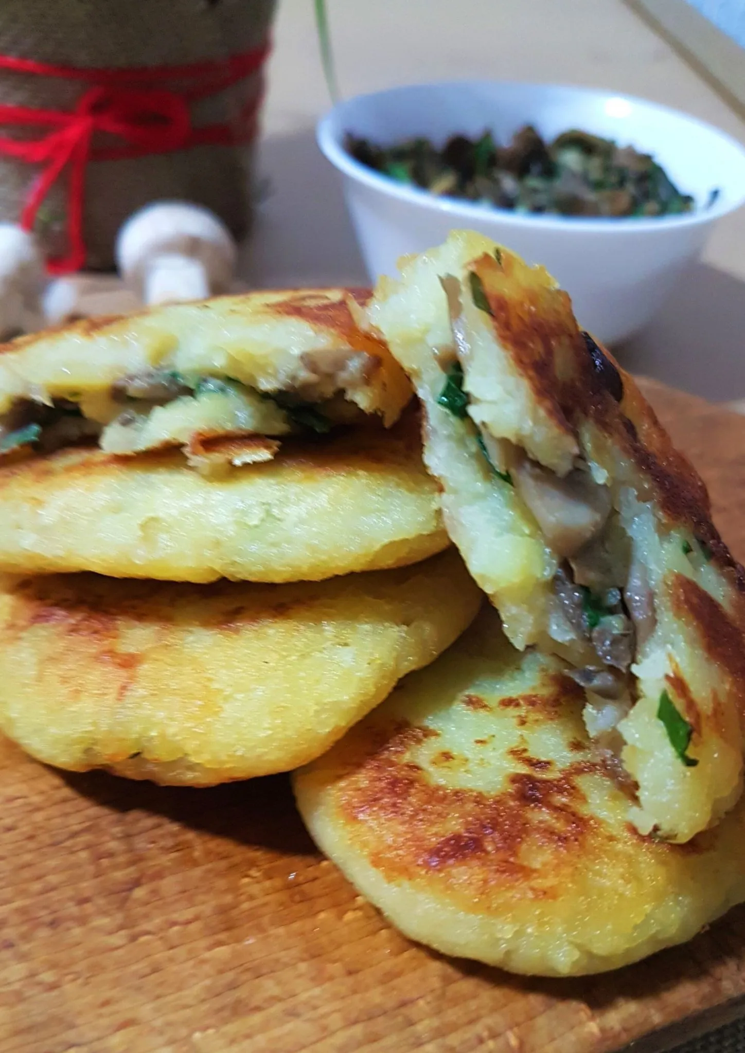 Vegan Potato Cakes Stuffed with Mushrooms