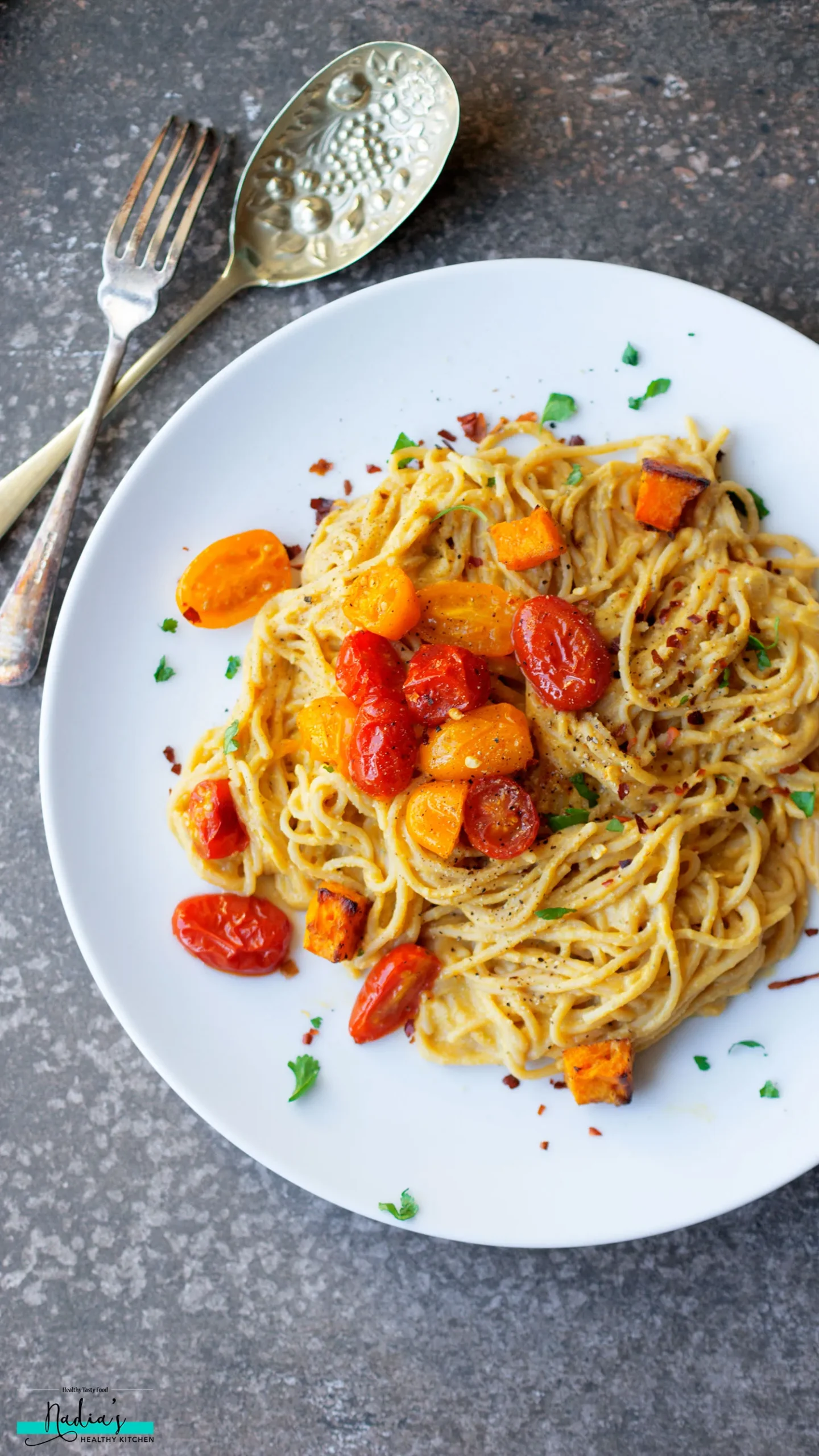 Vegan Roasted Butternut Squash Linguine Alfredo