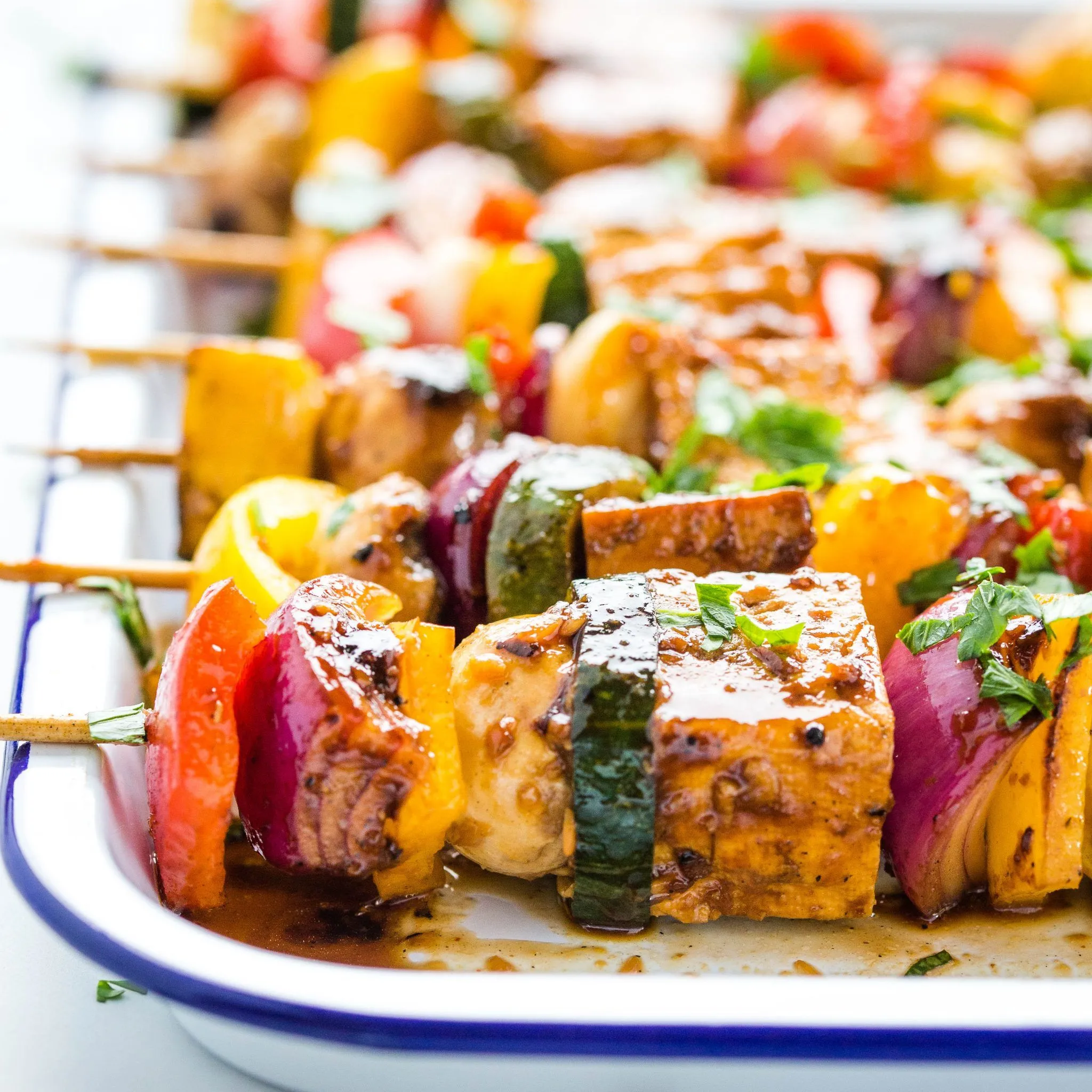 Vegan Spring Lemon Veggie Tofu Skewers