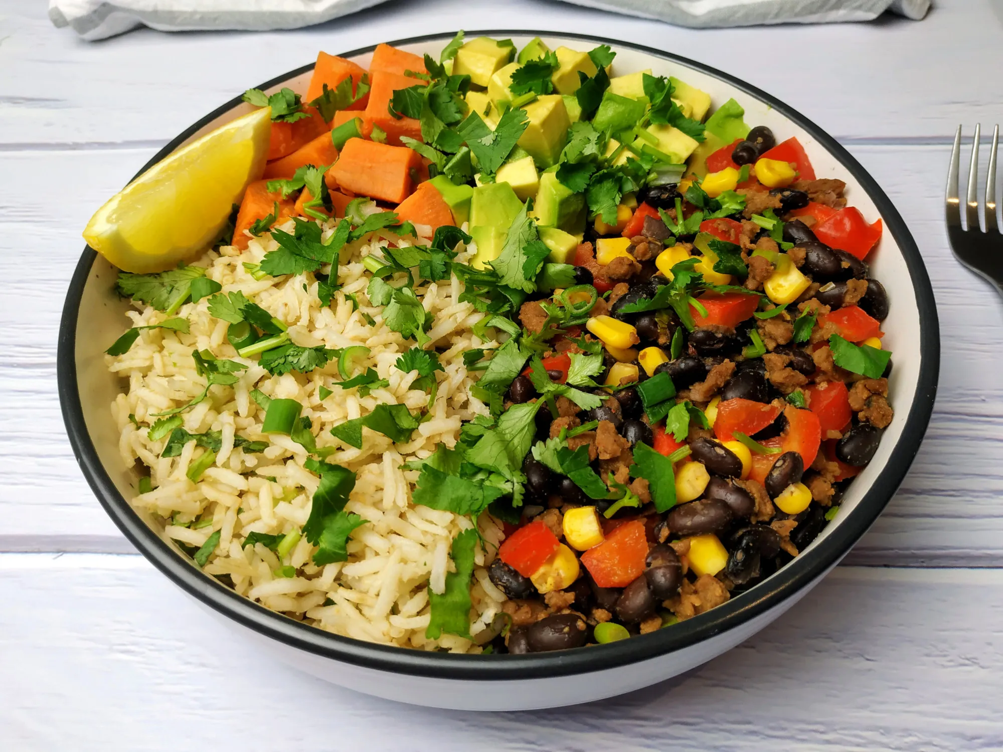 Vegan Sweet Potato Green Rice Burrito Bowls