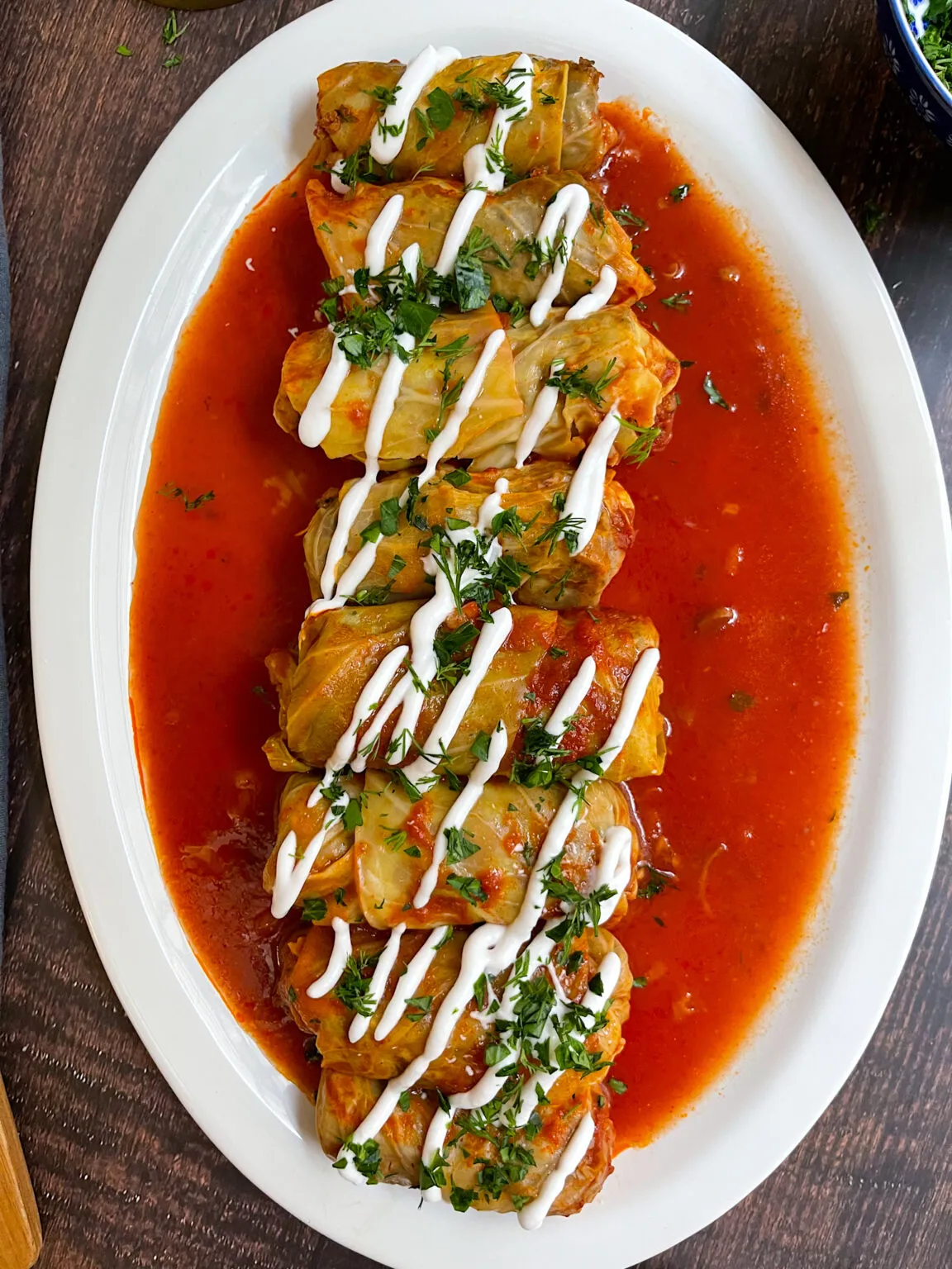 Vegetarian Cabbage Rolls with Millet, Tomatoes, and Feta