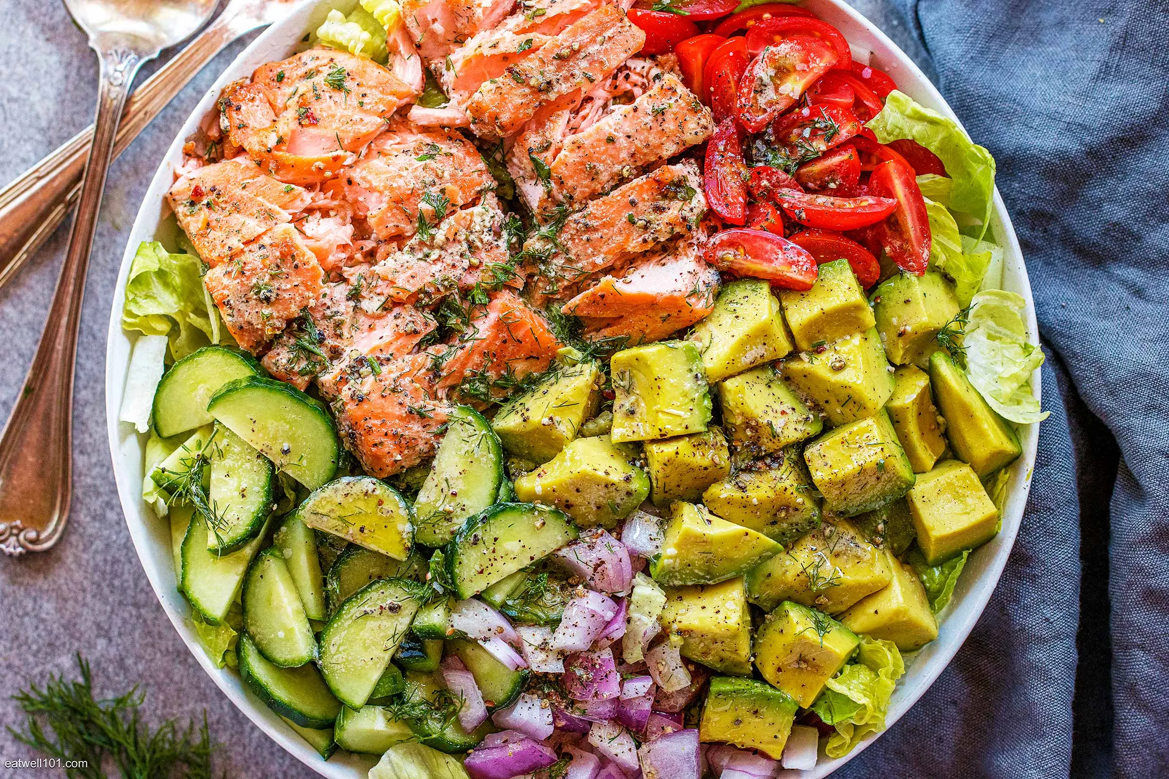 Vibrant Salmon Power Bowl with Veggies and Avocado