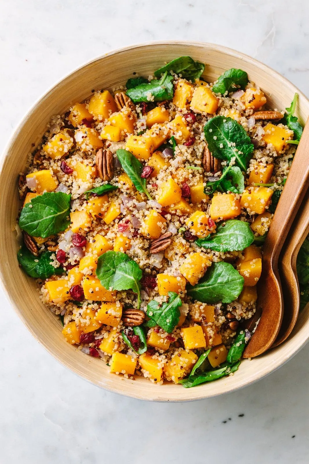 Warm Butternut Squash Quinoa Salad with Candied Pecans