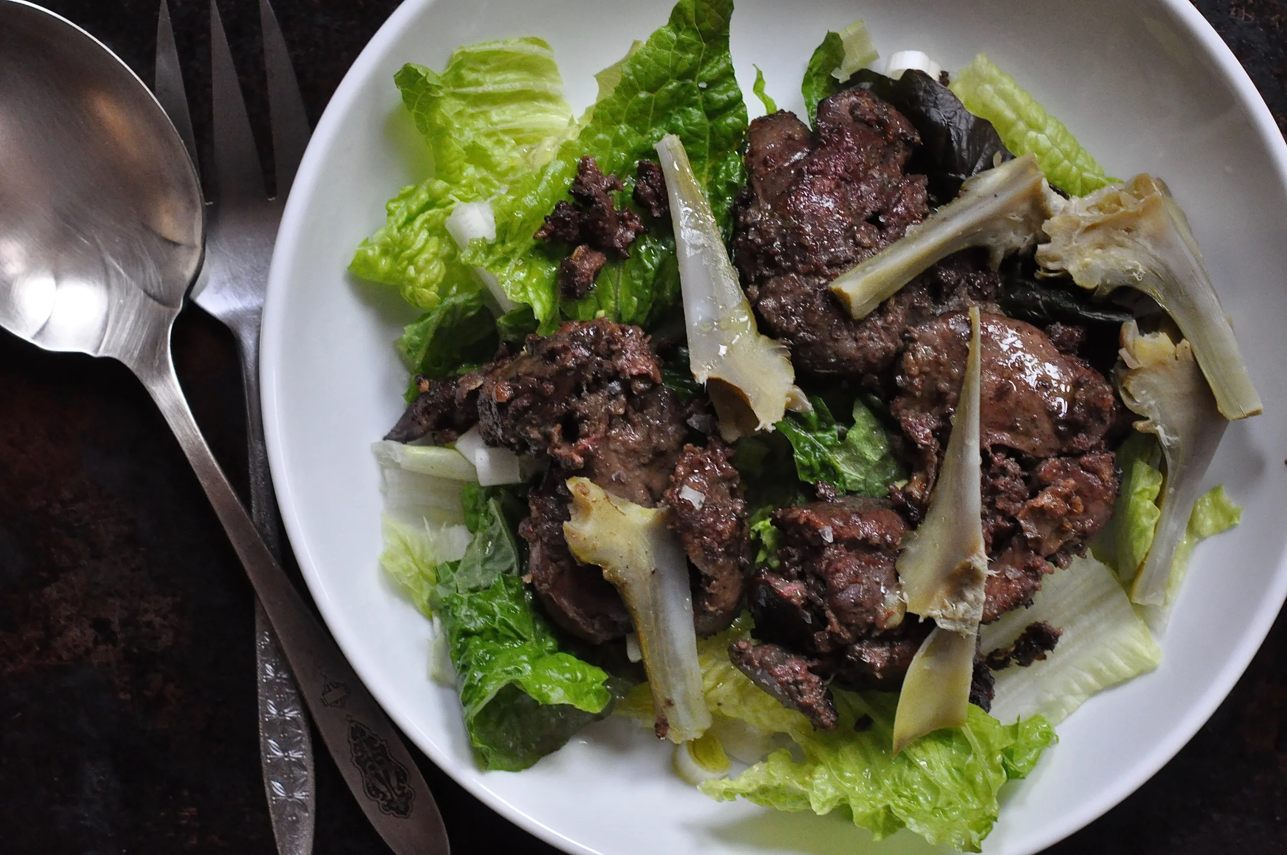 Warm Chicken Liver Salad with Hazelnuts and Mango