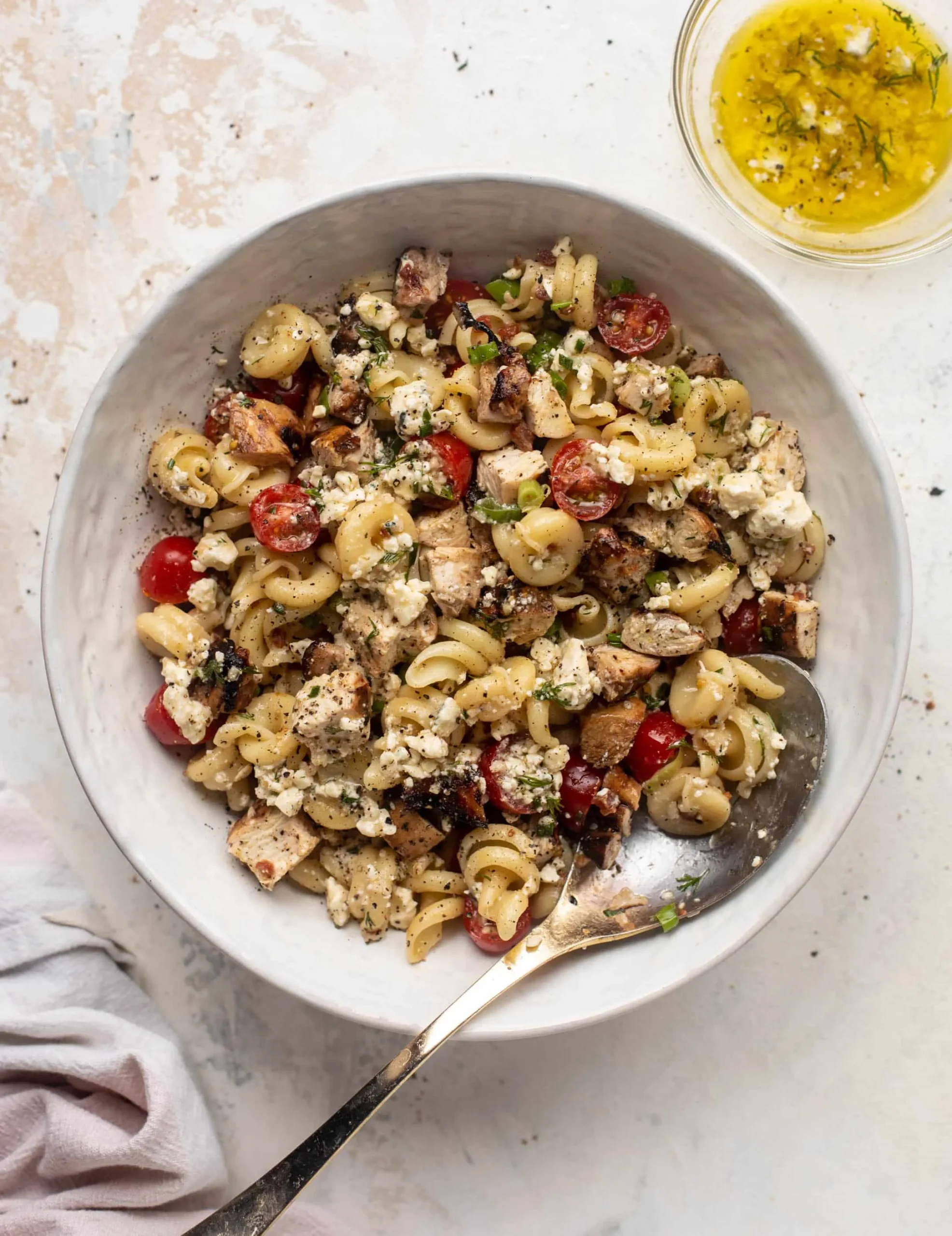 Warm Pasta Salad Chicken Meatballs