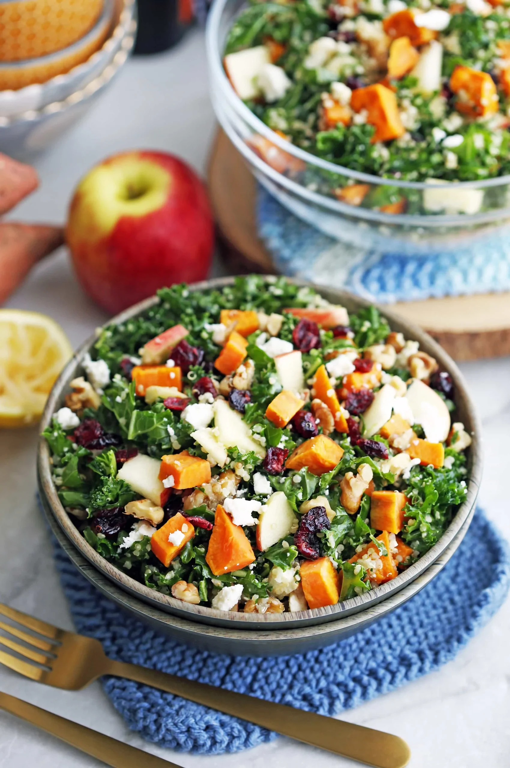 Warm Quinoa Sweet Potato Kale Salad with Goji Berries