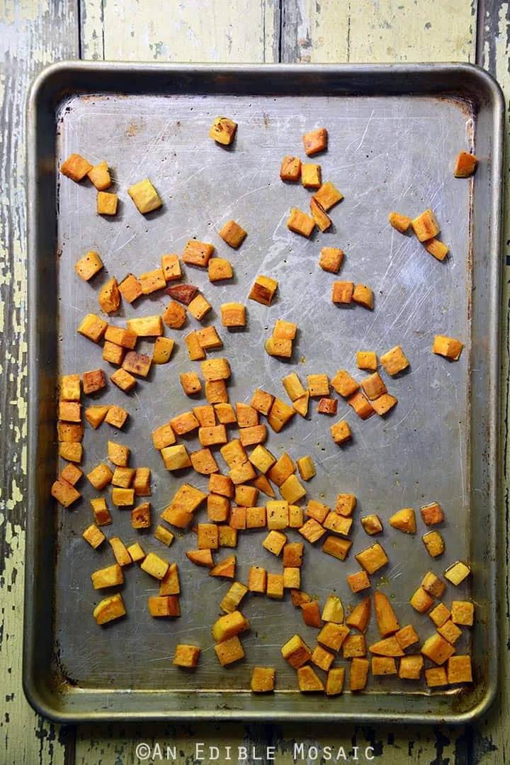 Warm Roasted Sweet Potato and Broccoli Rabe Salad with Cinnamon Maple Vinaigrette (Vegan, Paleo)
