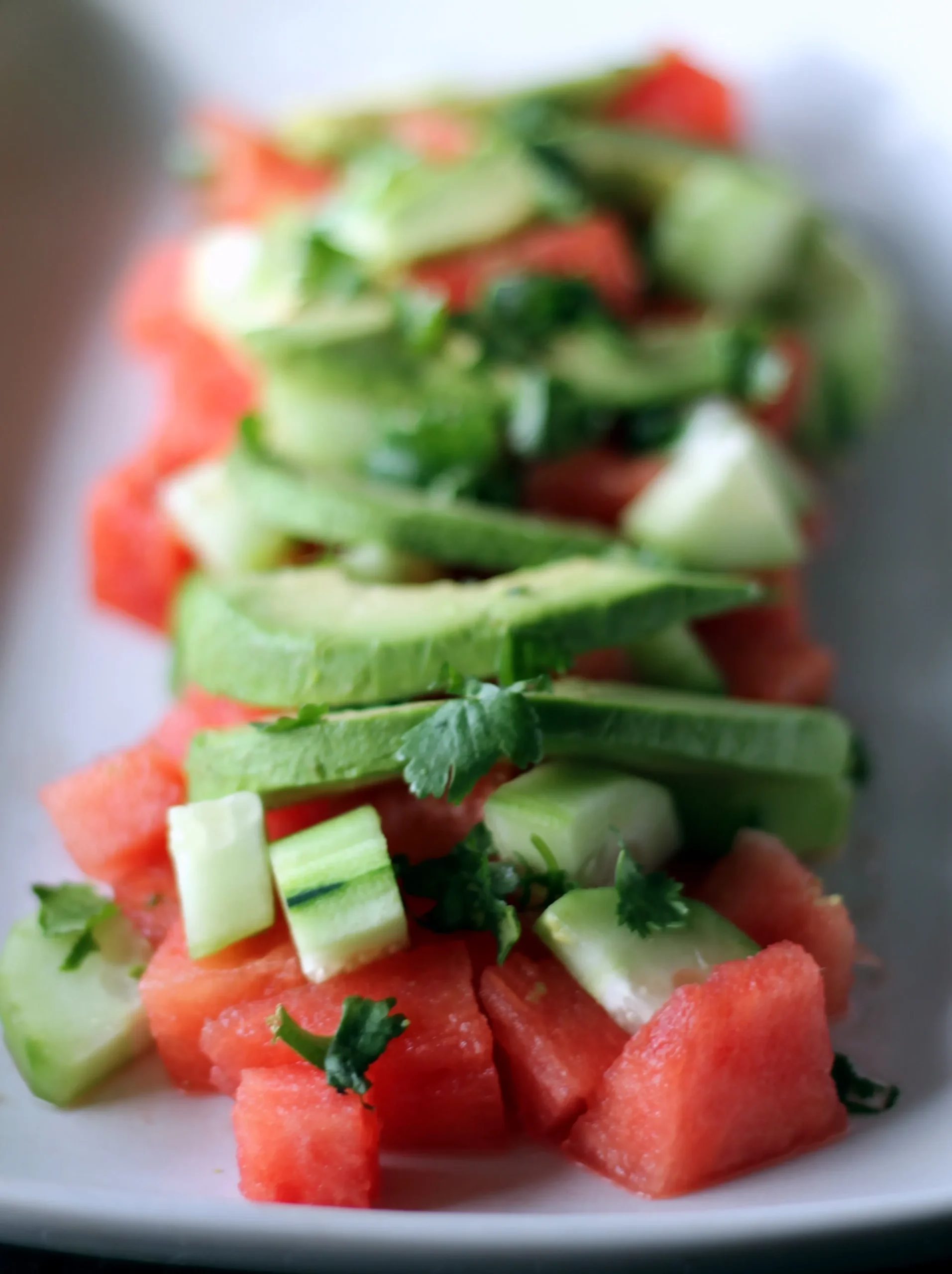 Watermelon Cucumber Avocado Salad