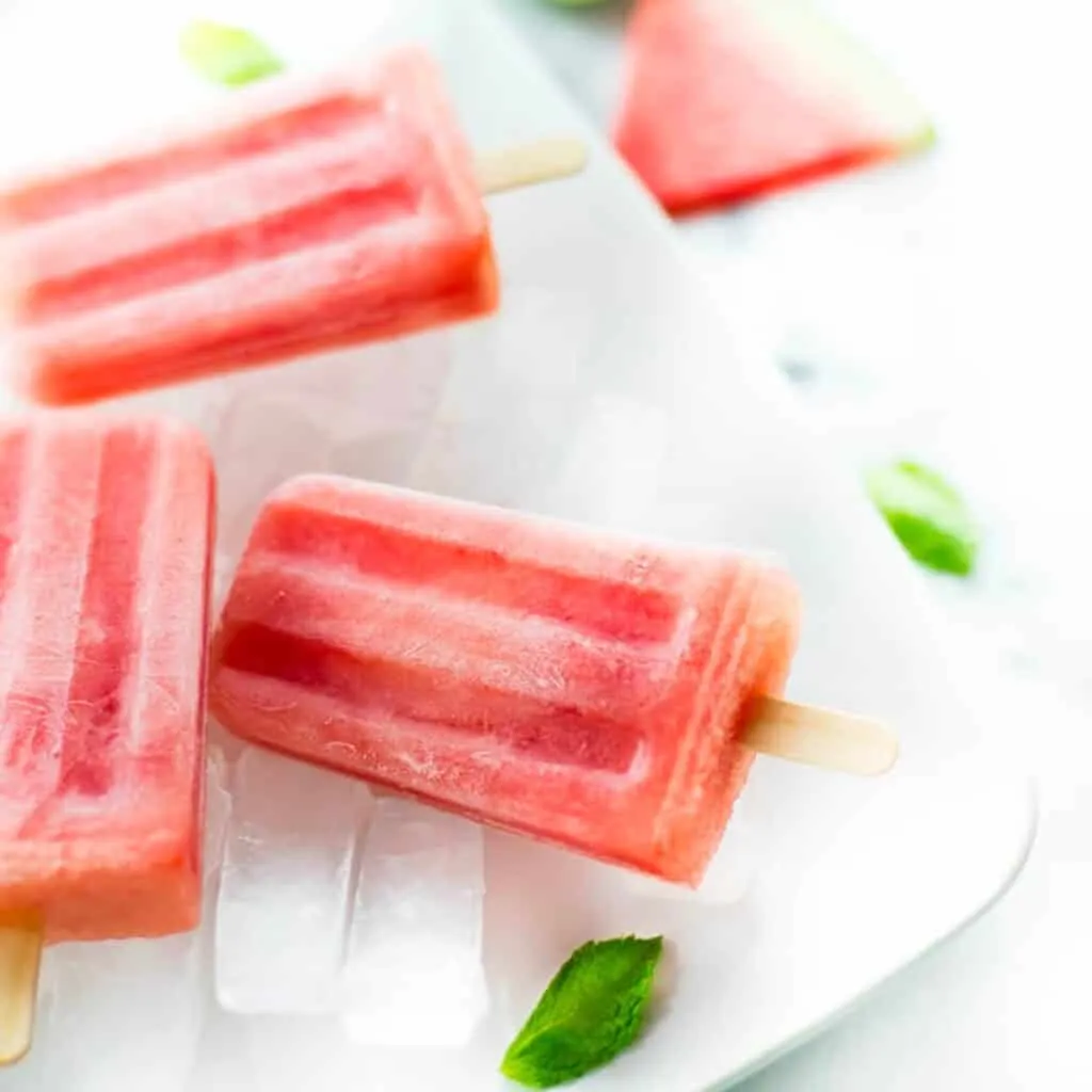 Watermelon Mint Popsicles with Blueberries