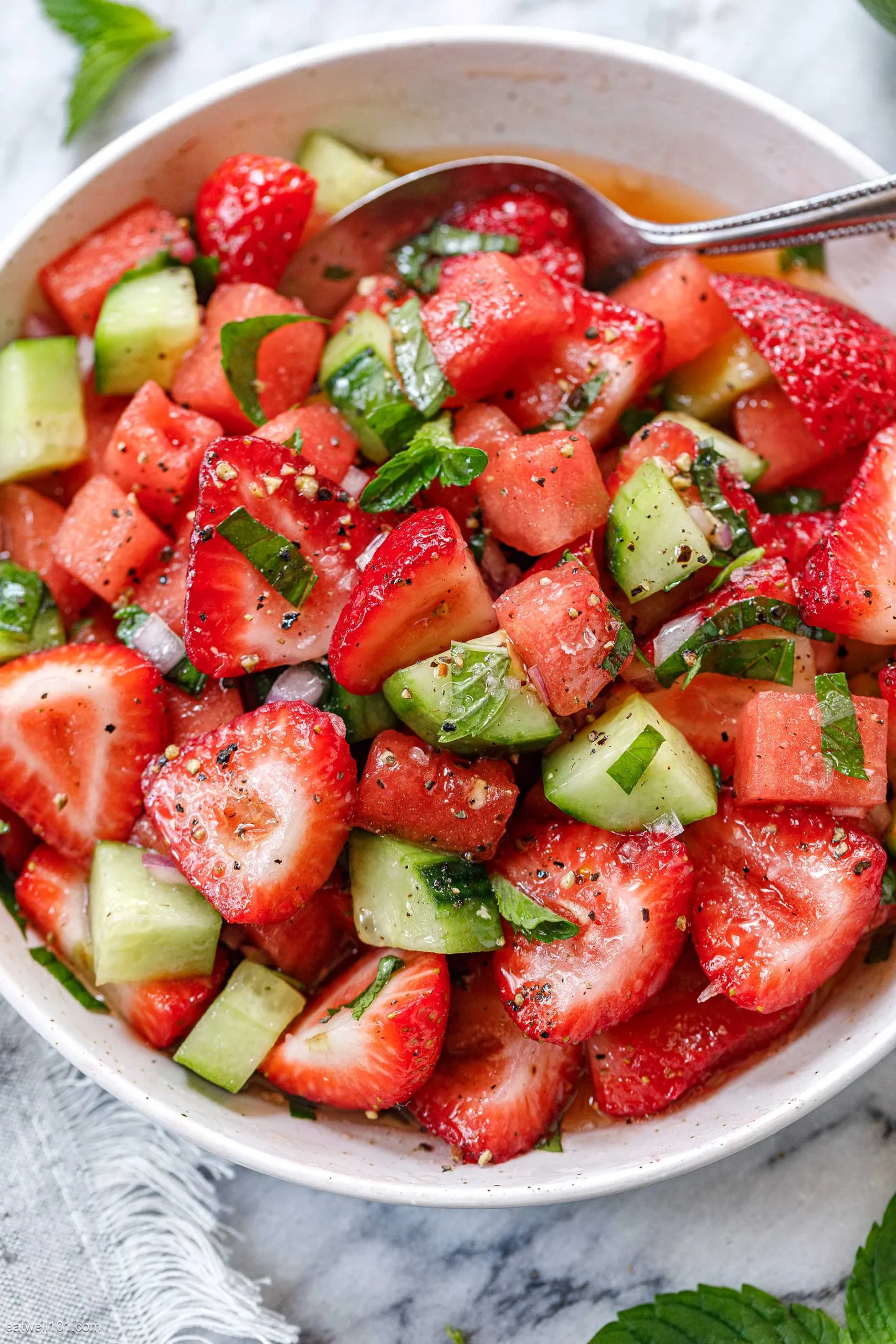 Watermelon Strawberry Cucumber Salad