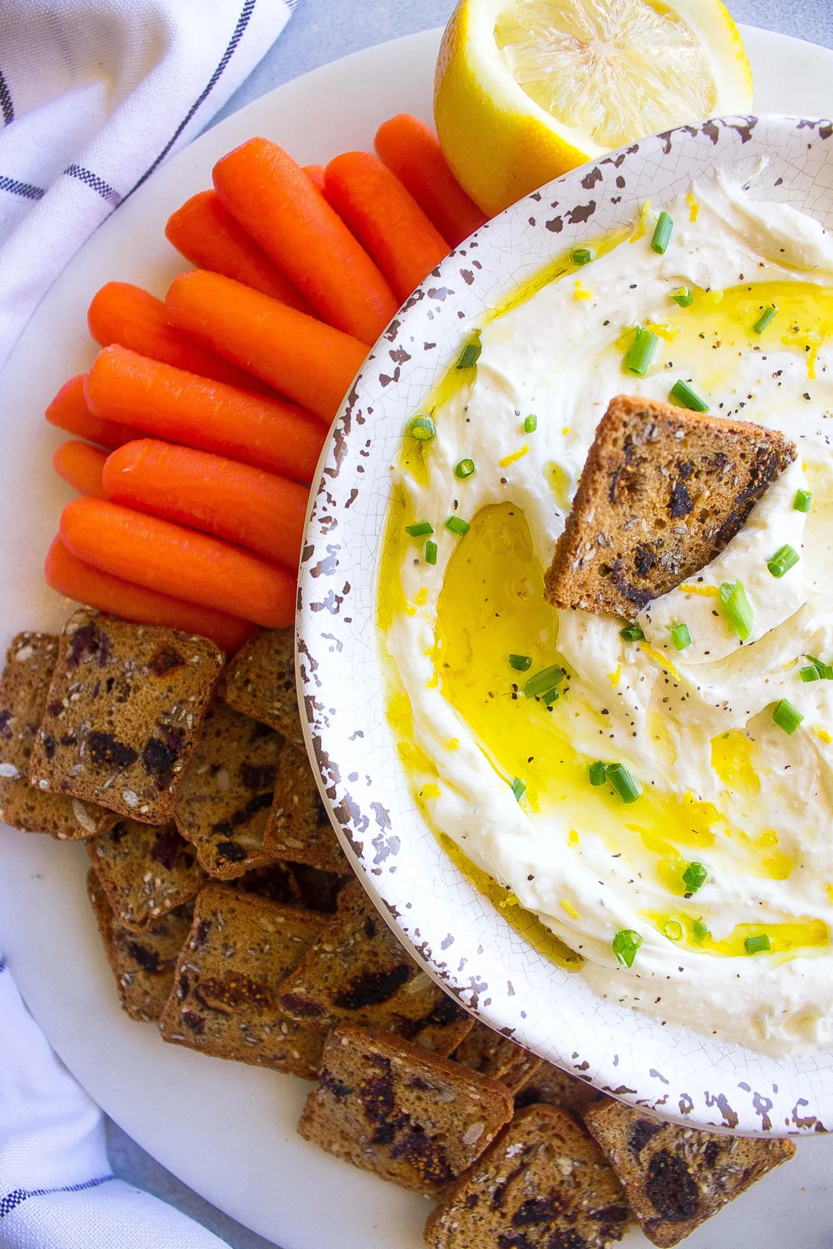 Whipped Feta Dip with Garlic Herbs and Jalapeno